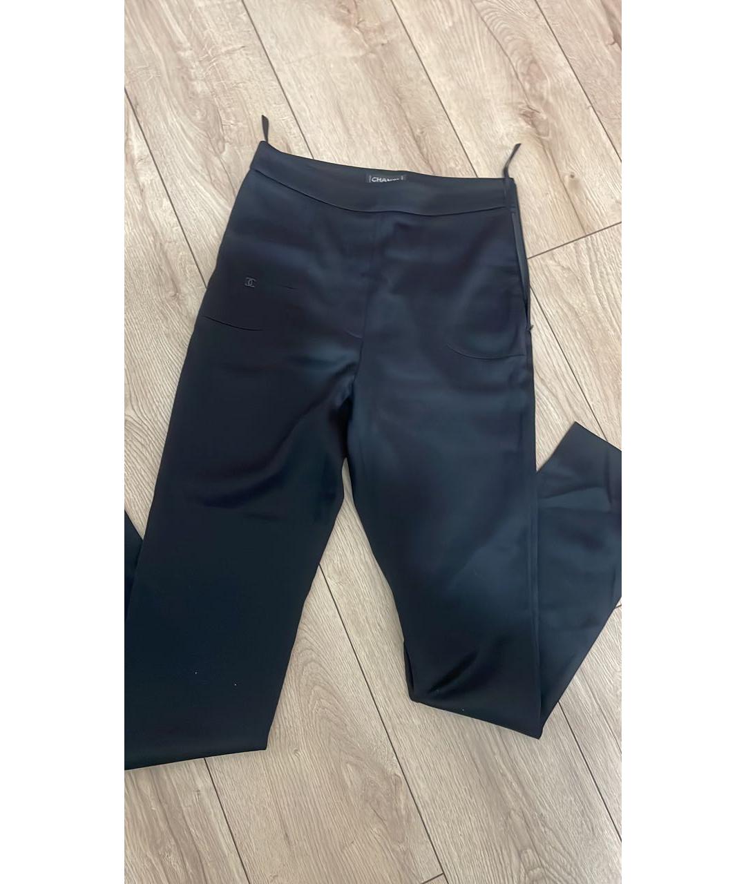 CHANEL Черные шелковые прямые брюки, фото 5