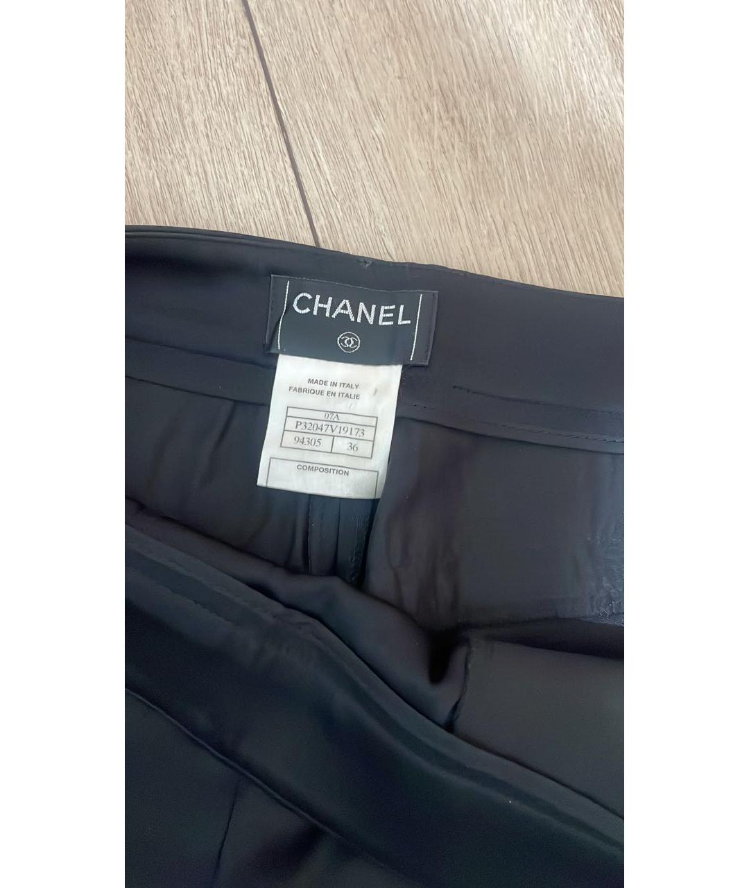 CHANEL Черные шелковые прямые брюки, фото 2