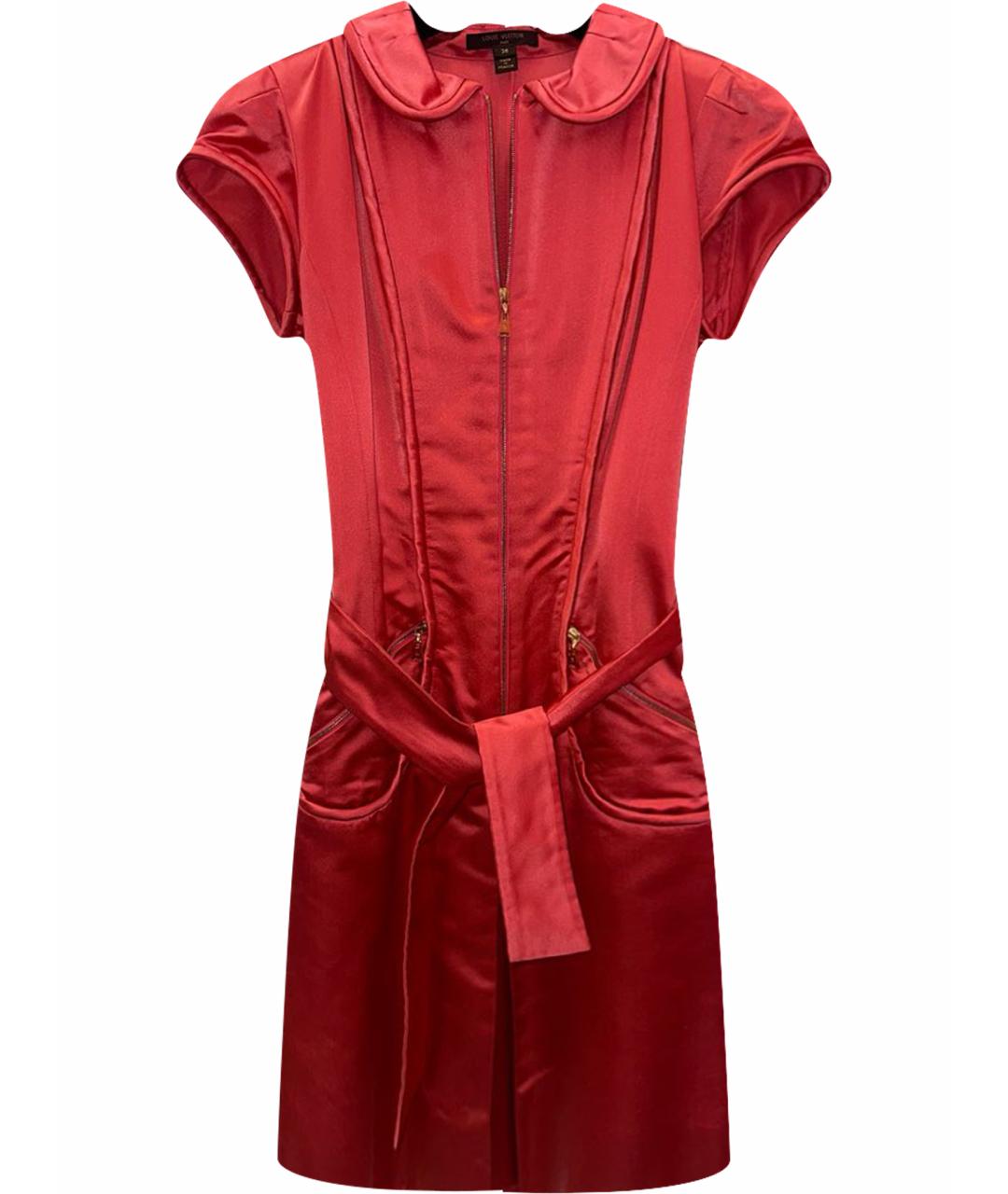 LOUIS VUITTON Коралловое атласное коктейльное платье, фото 1