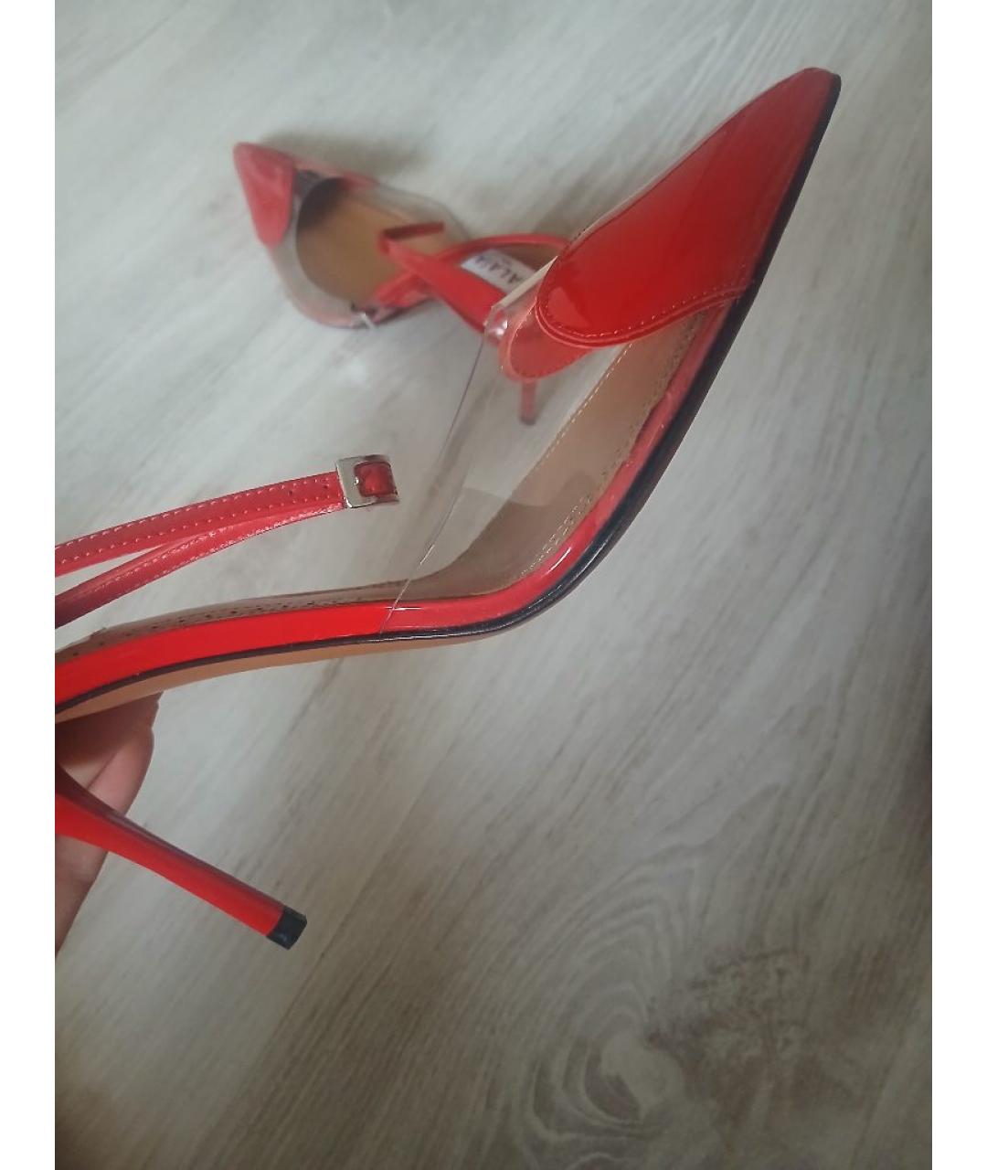 ALAIA Красные лодочки на низком каблуке из лакированной кожи, фото 6
