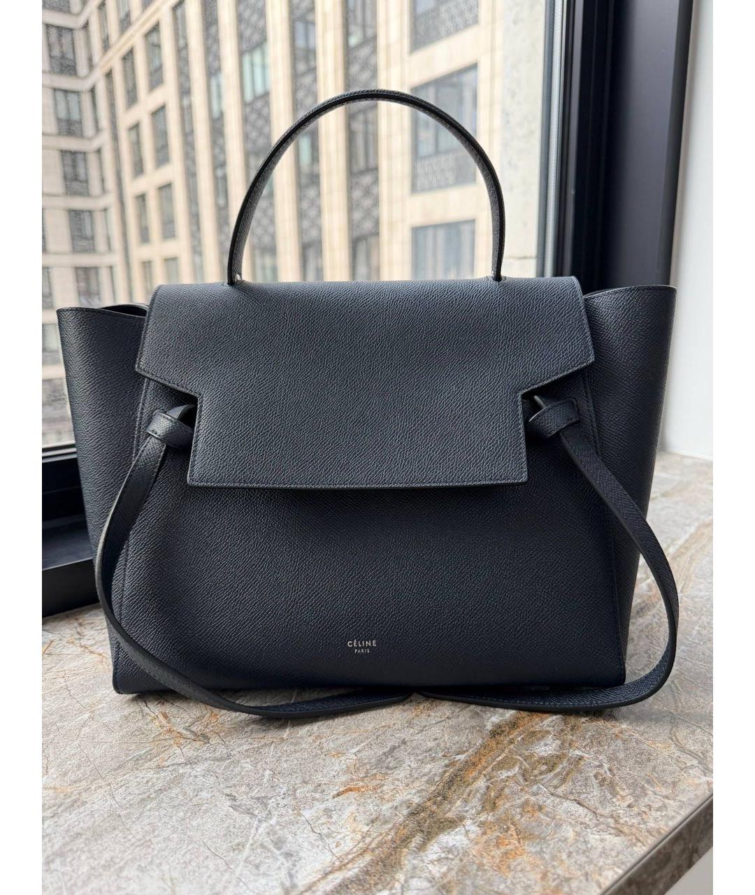 CELINE Черная кожаная сумка с короткими ручками, фото 7