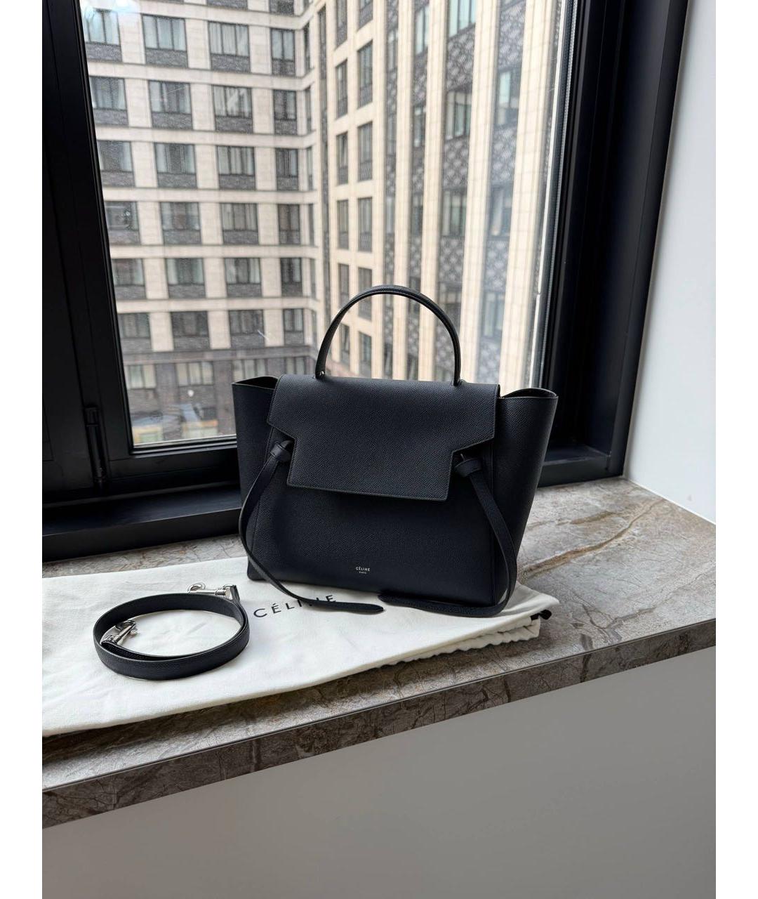 CELINE Черная кожаная сумка с короткими ручками, фото 2