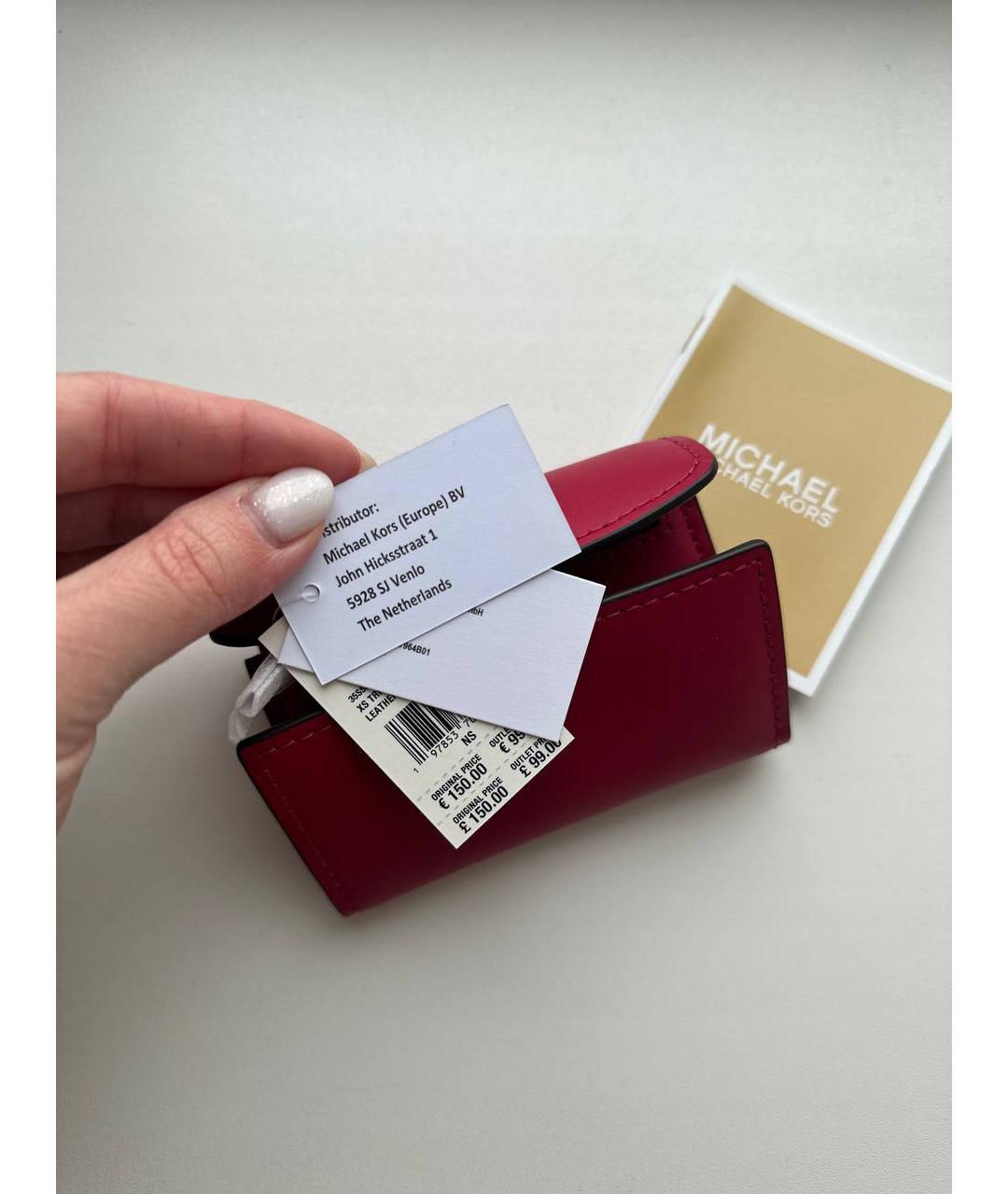 MICHAEL KORS Красный кожаный кардхолдер, фото 8
