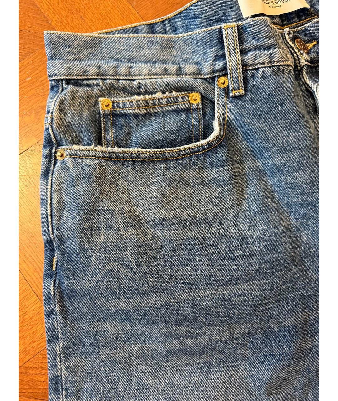 GOLDEN GOOSE DELUXE BRAND Синие хлопковые прямые джинсы, фото 7