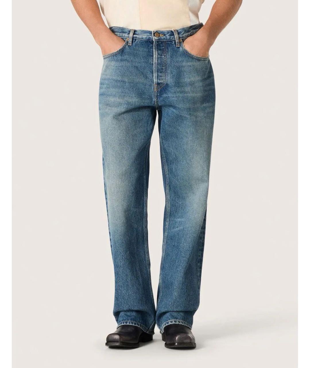 GOLDEN GOOSE DELUXE BRAND Синие хлопковые прямые джинсы, фото 2