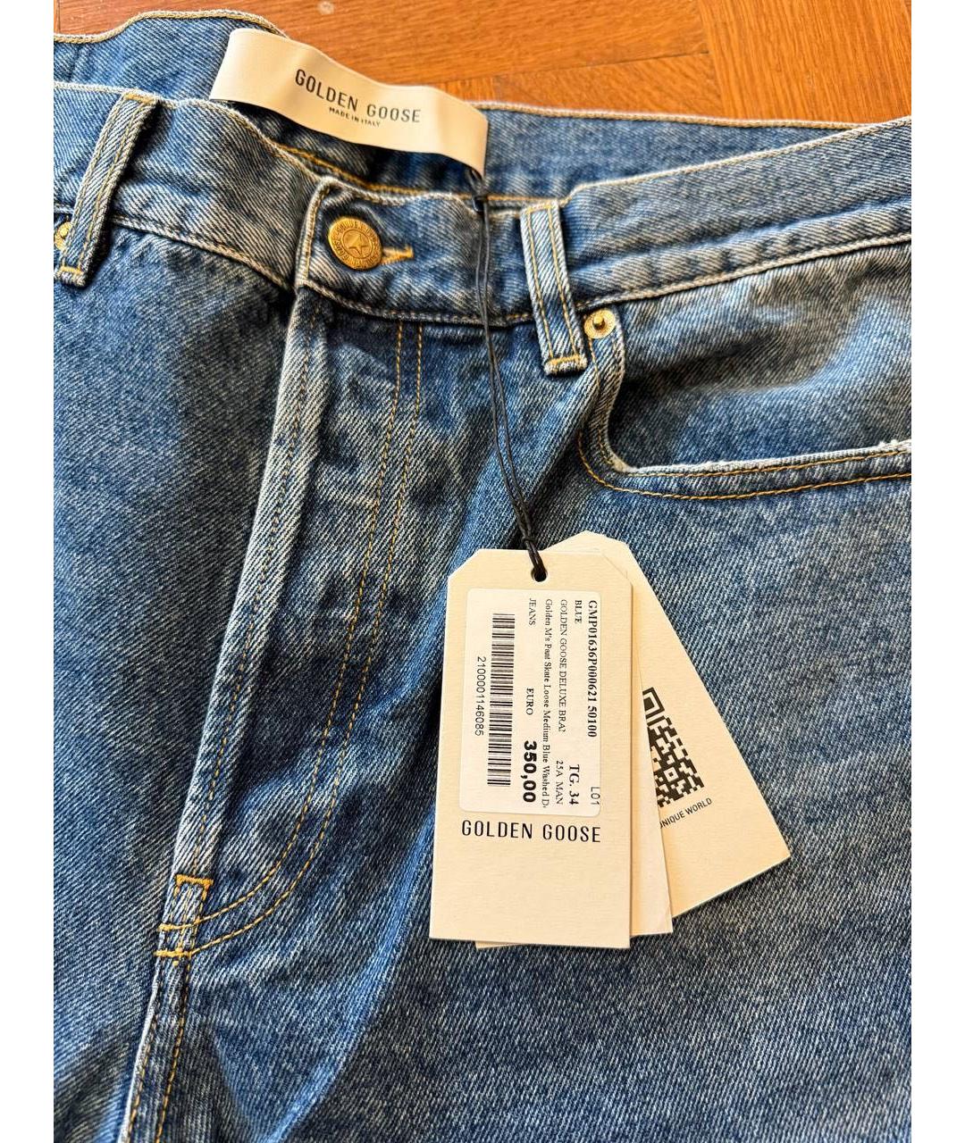 GOLDEN GOOSE DELUXE BRAND Синие хлопковые прямые джинсы, фото 5