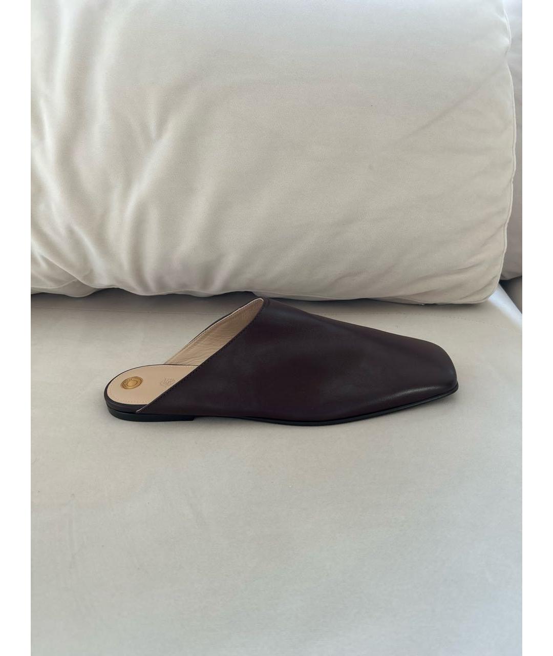 LORO PIANA Коричневые кожаные сабо, фото 7