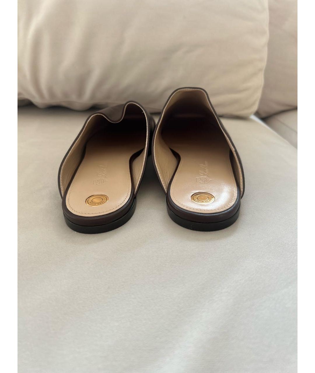 LORO PIANA Коричневые кожаные сабо, фото 4