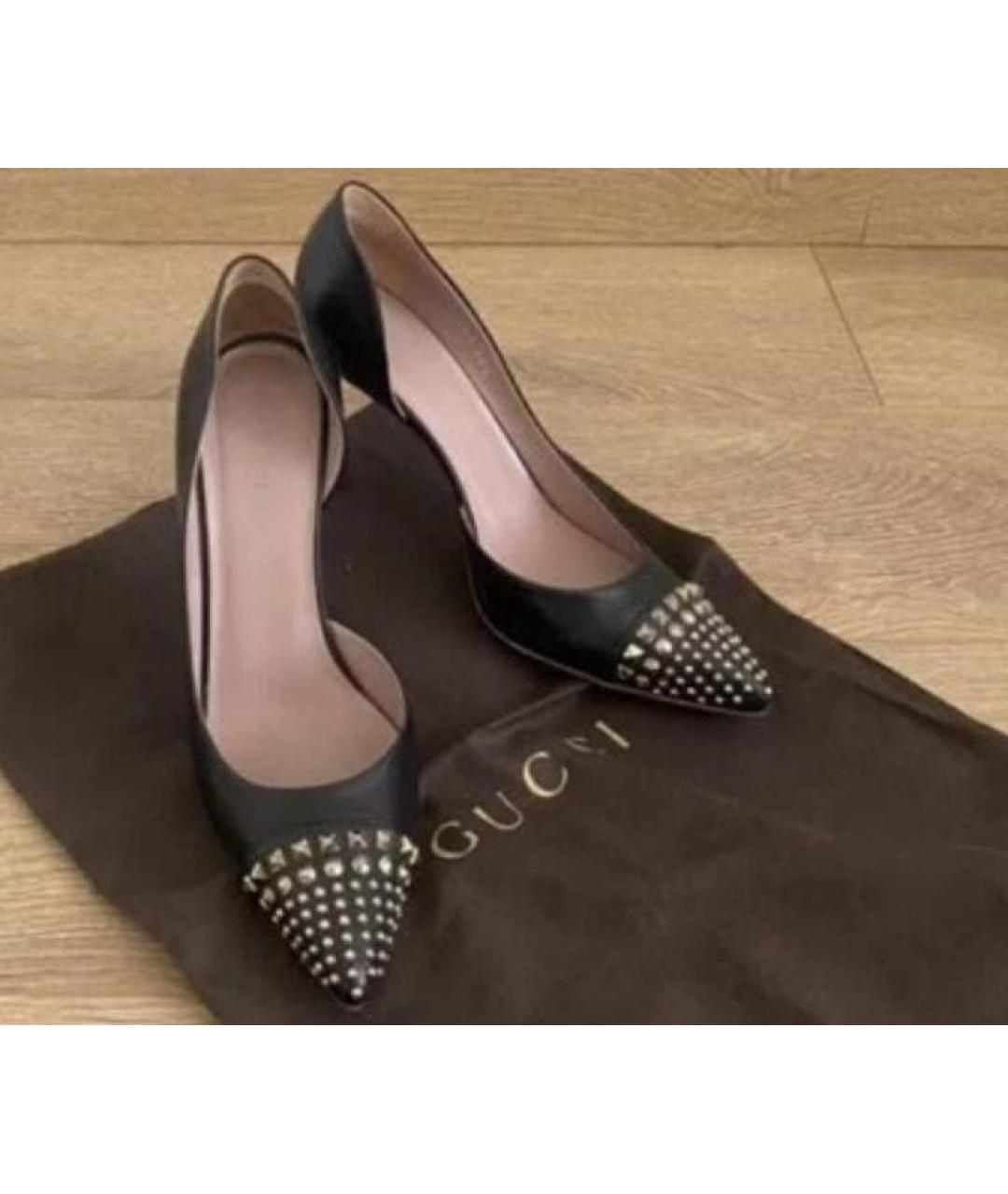 GUCCI Черные кожаные туфли, фото 5