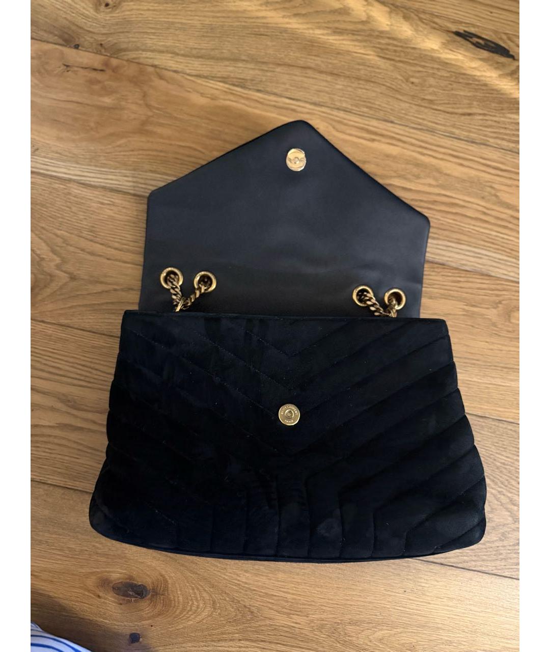 SAINT LAURENT Черная замшевая сумка тоут, фото 3