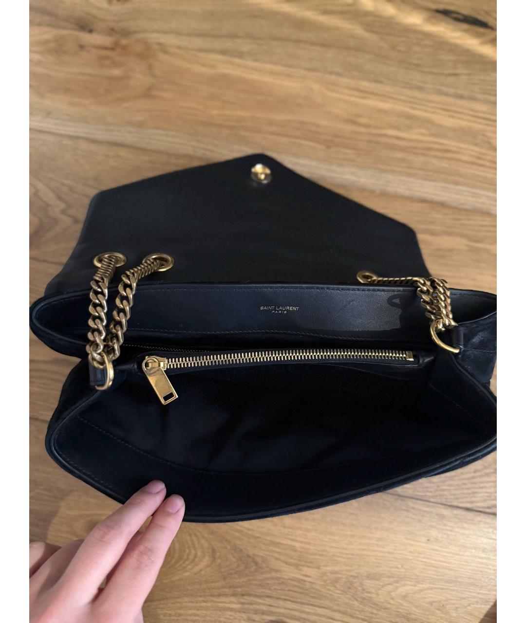 SAINT LAURENT Черная замшевая сумка тоут, фото 4