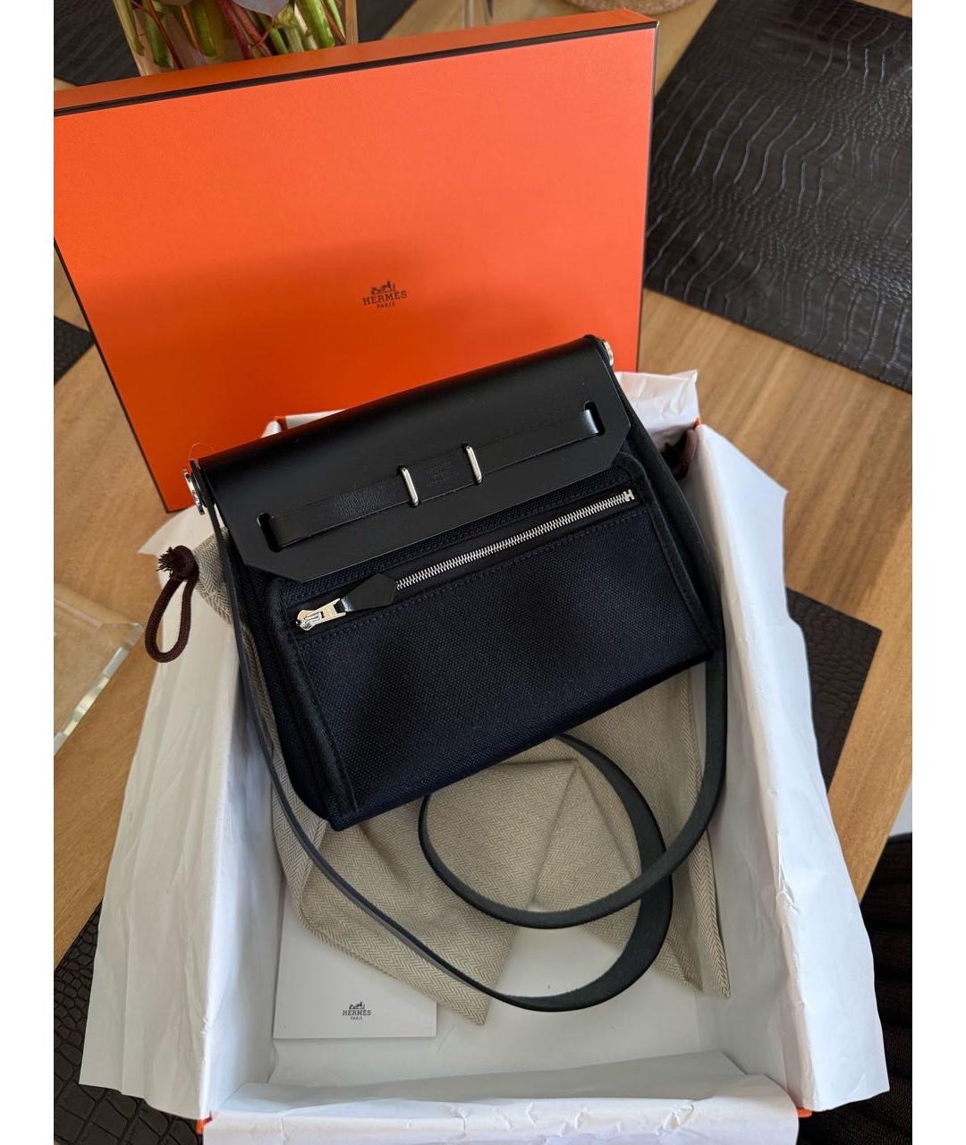 HERMES Черная сумка с короткими ручками, фото 2