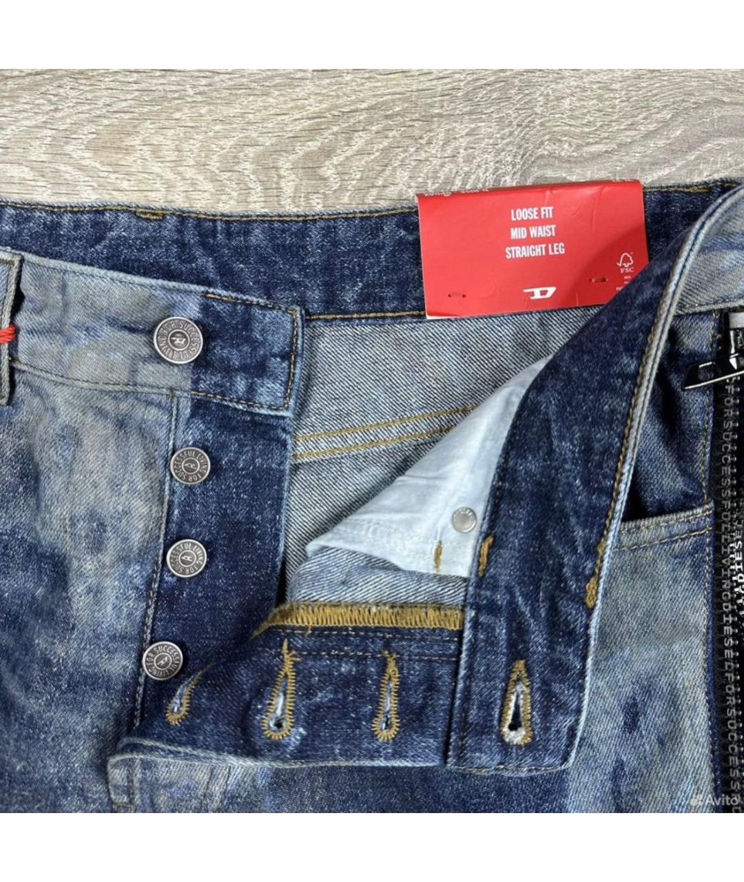 DIESEL Синие хлопковые джинсы, фото 3