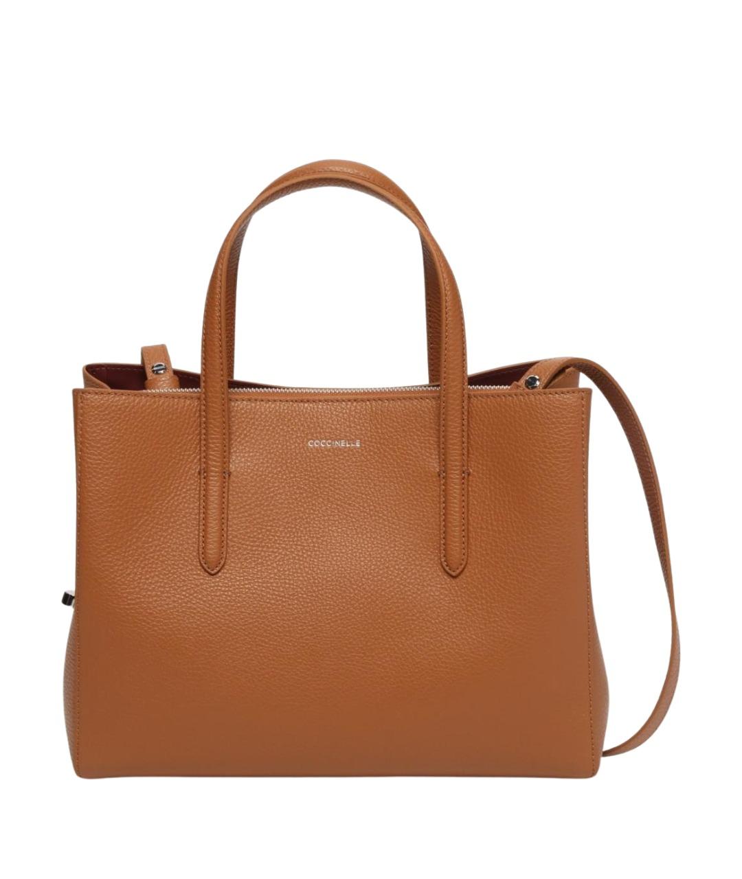 COCCINELLE Коричневая кожаная сумка с короткими ручками, фото 1