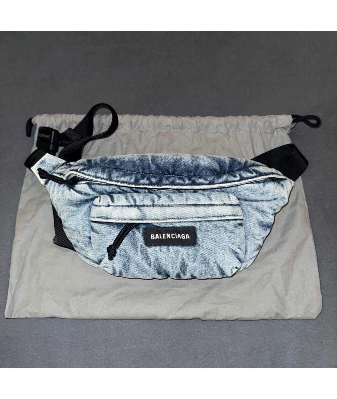 BALENCIAGA Голубая деним поясная сумка, фото 2