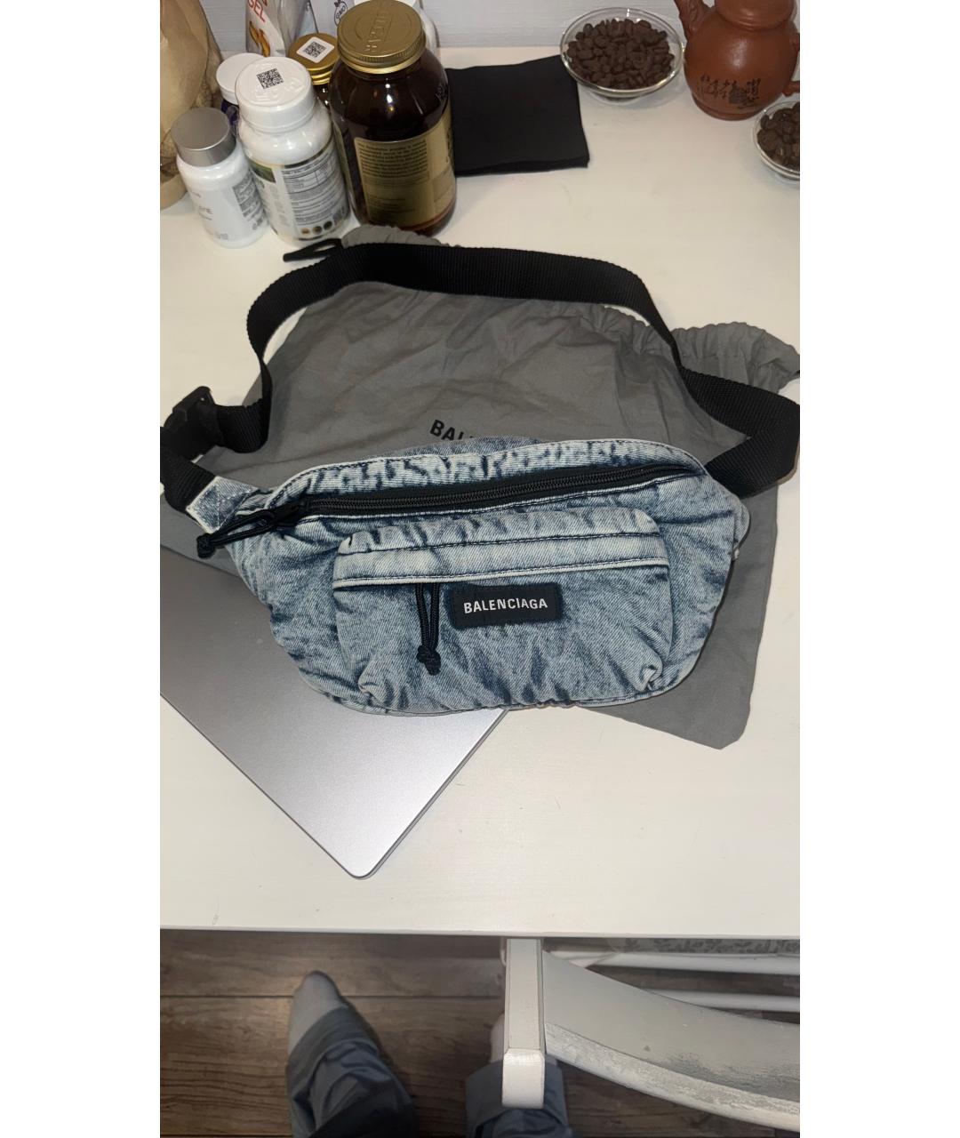 BALENCIAGA Голубая деним поясная сумка, фото 3