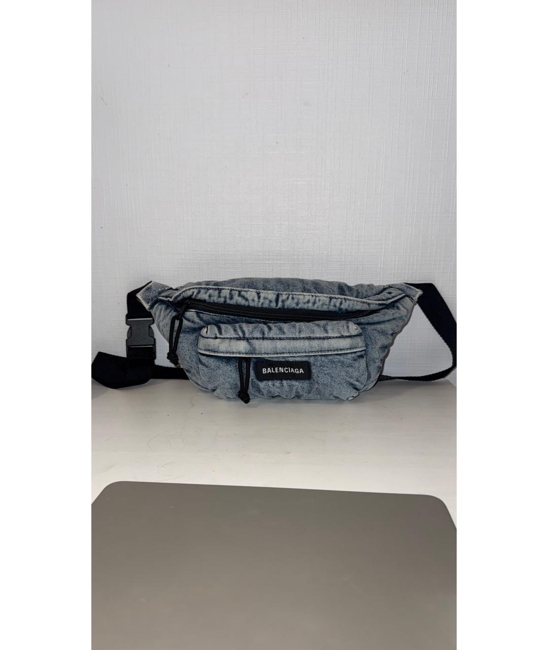 BALENCIAGA Голубая деним поясная сумка, фото 2