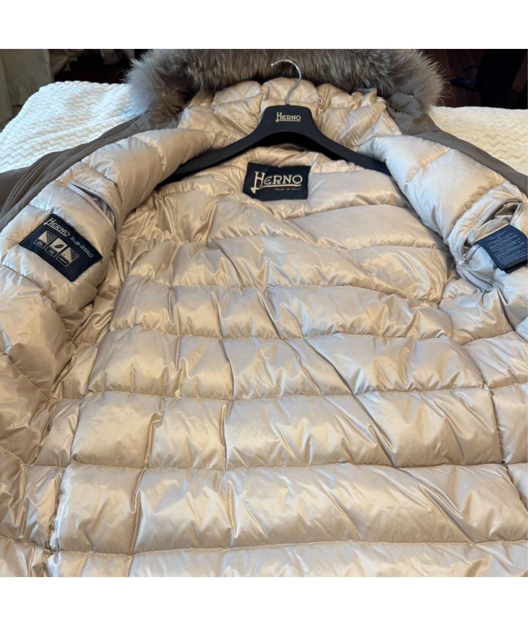 HERNO Коричневый полиэстеровый пуховик, фото 3