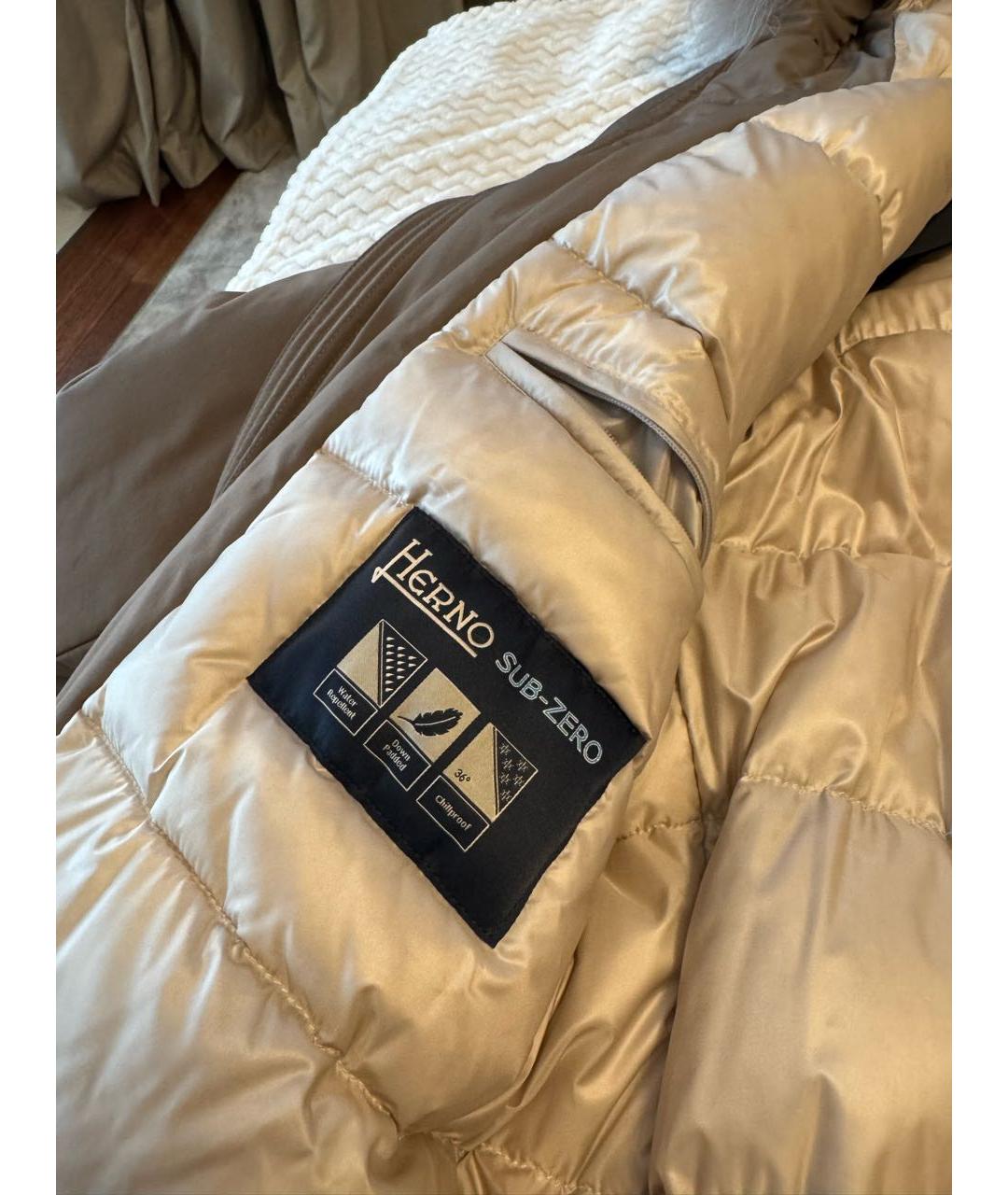 HERNO Коричневый полиэстеровый пуховик, фото 6