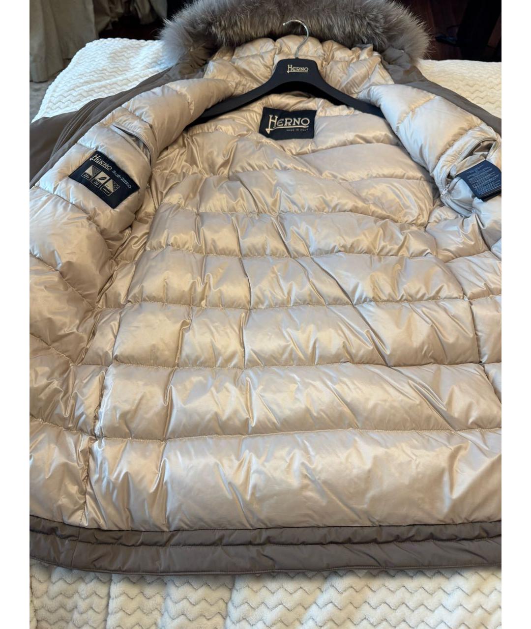 HERNO Коричневый полиэстеровый пуховик, фото 5