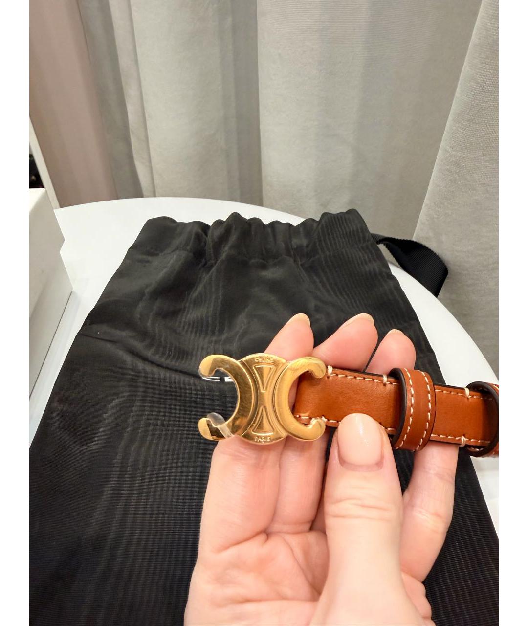 CELINE Коричневый кожаный ремень, фото 2