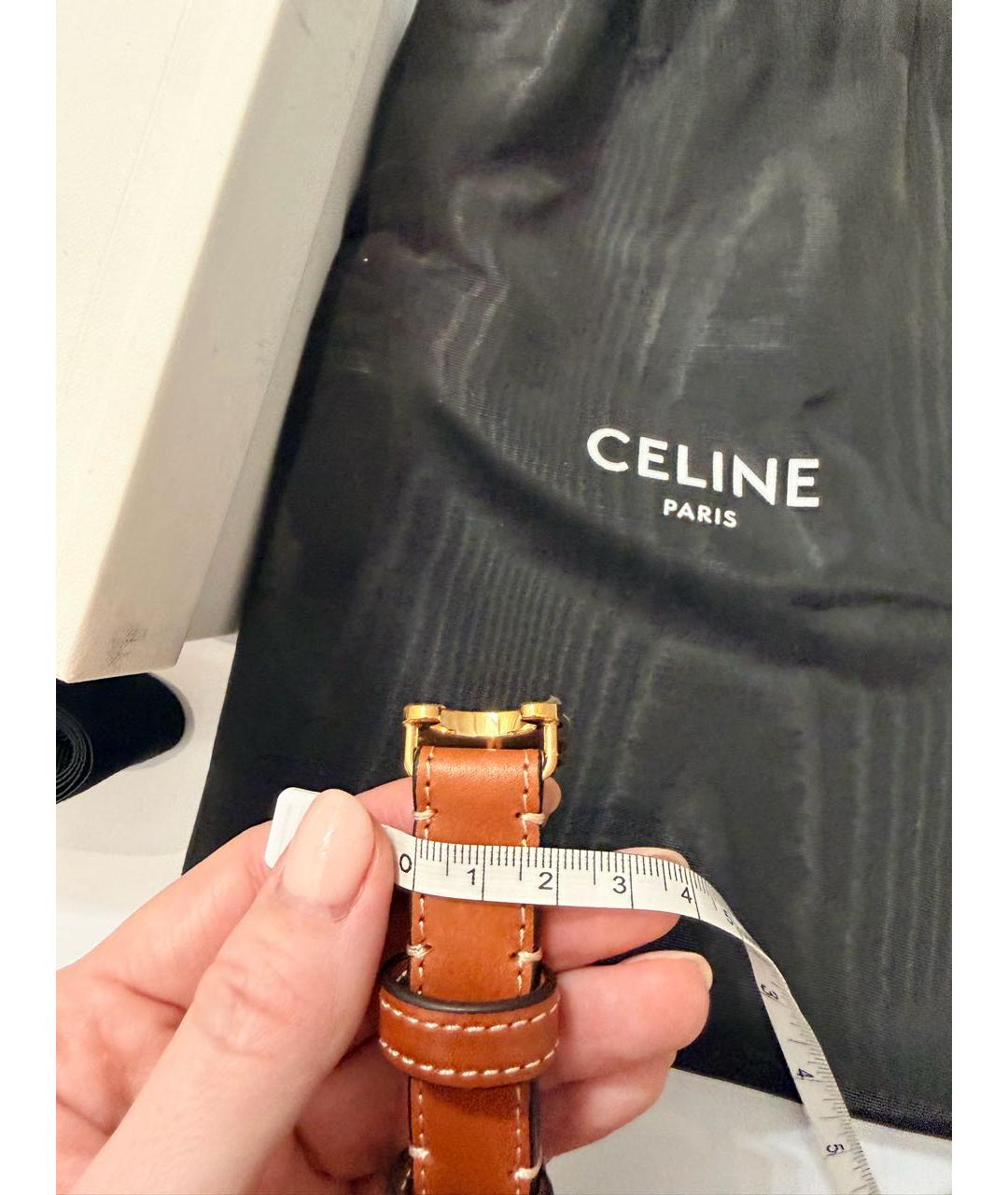 CELINE Коричневый кожаный ремень, фото 3