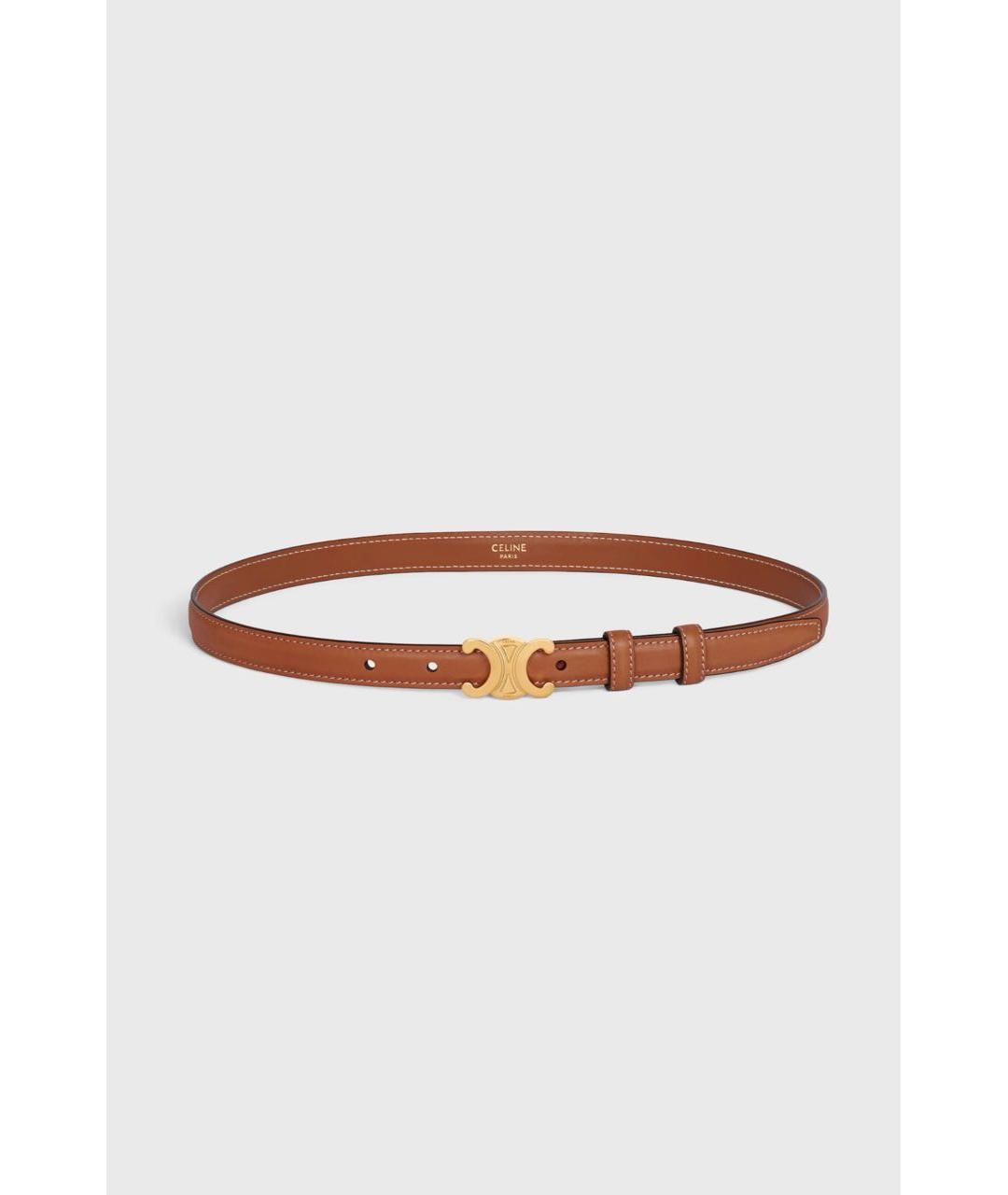 CELINE Коричневый кожаный ремень, фото 8