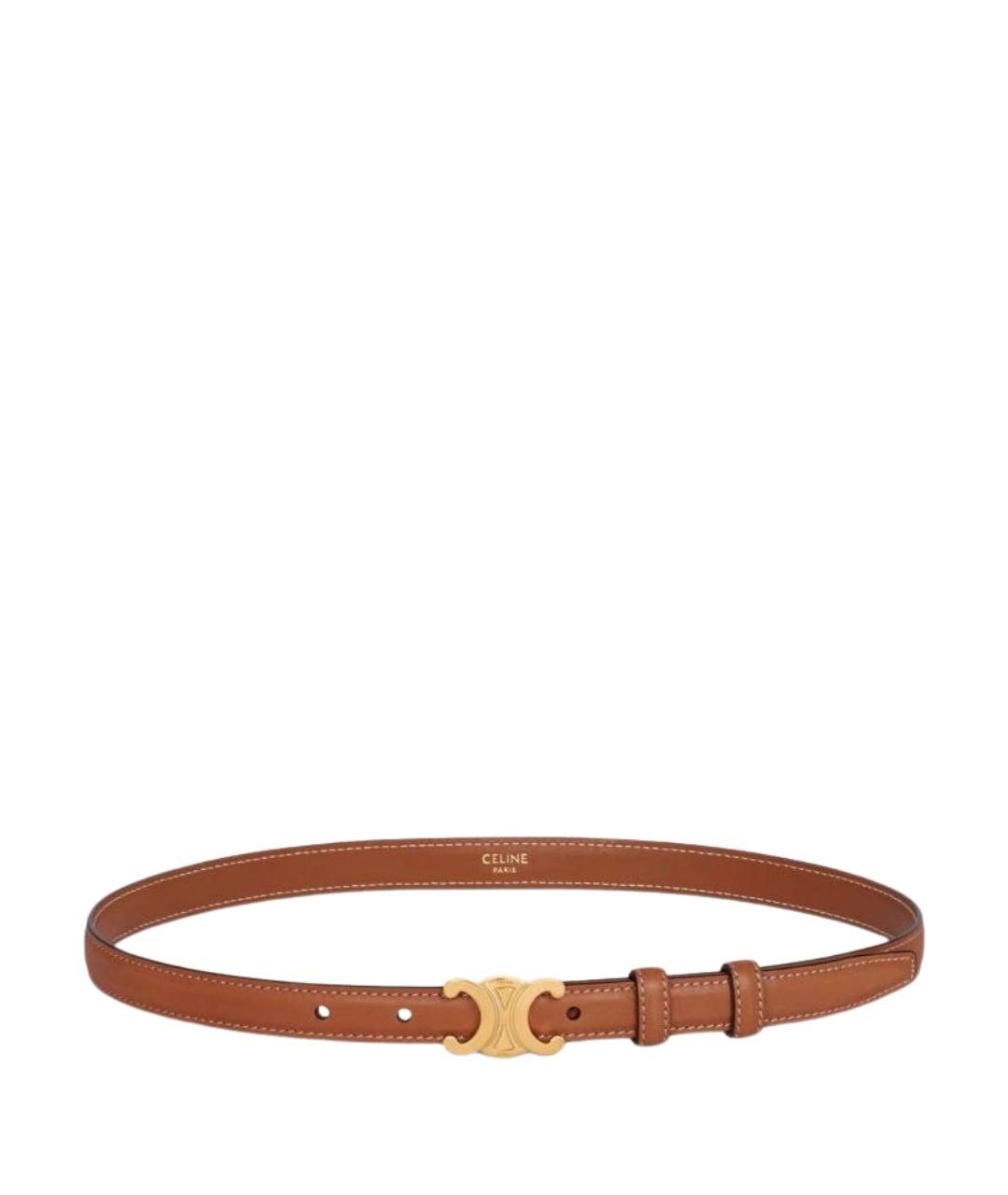 CELINE Коричневый кожаный ремень, фото 1