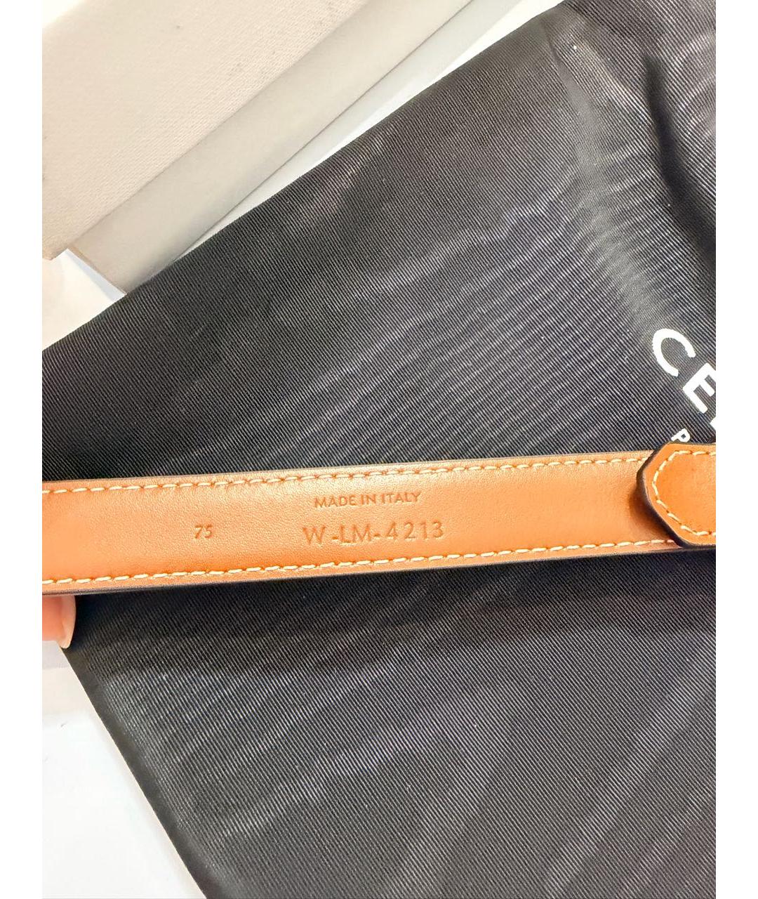 CELINE Коричневый кожаный ремень, фото 4