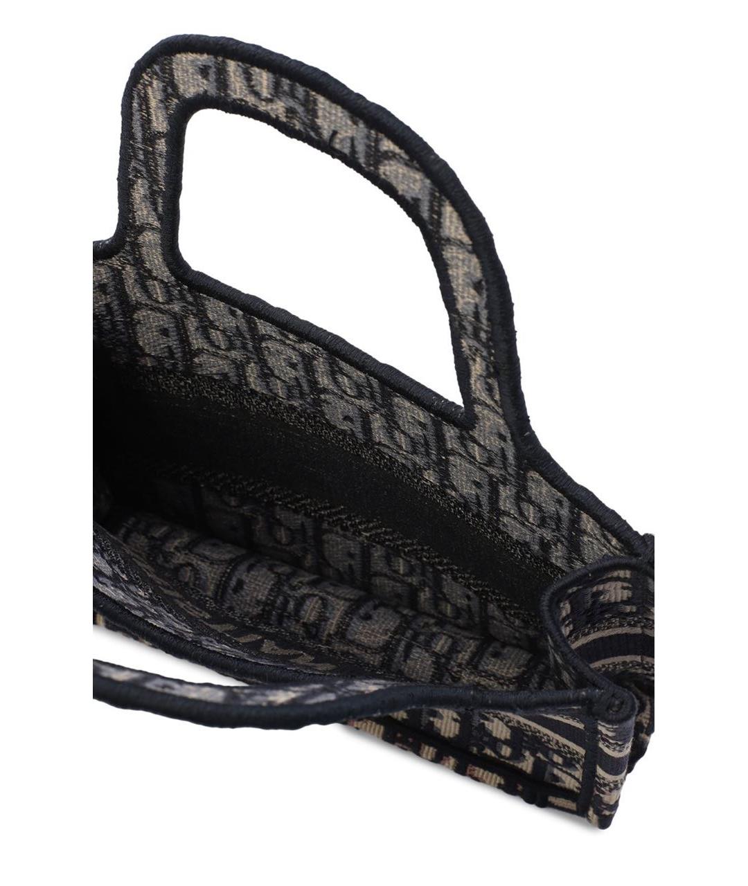 CHRISTIAN DIOR Темно-синяя жаккардовая сумка с короткими ручками, фото 4