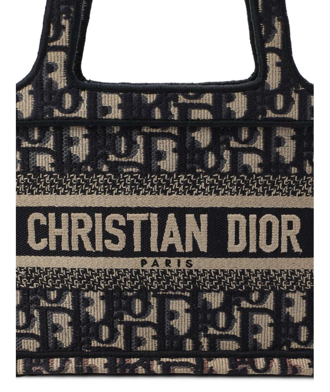 CHRISTIAN DIOR Темно-синяя жаккардовая сумка с короткими ручками, фото 6