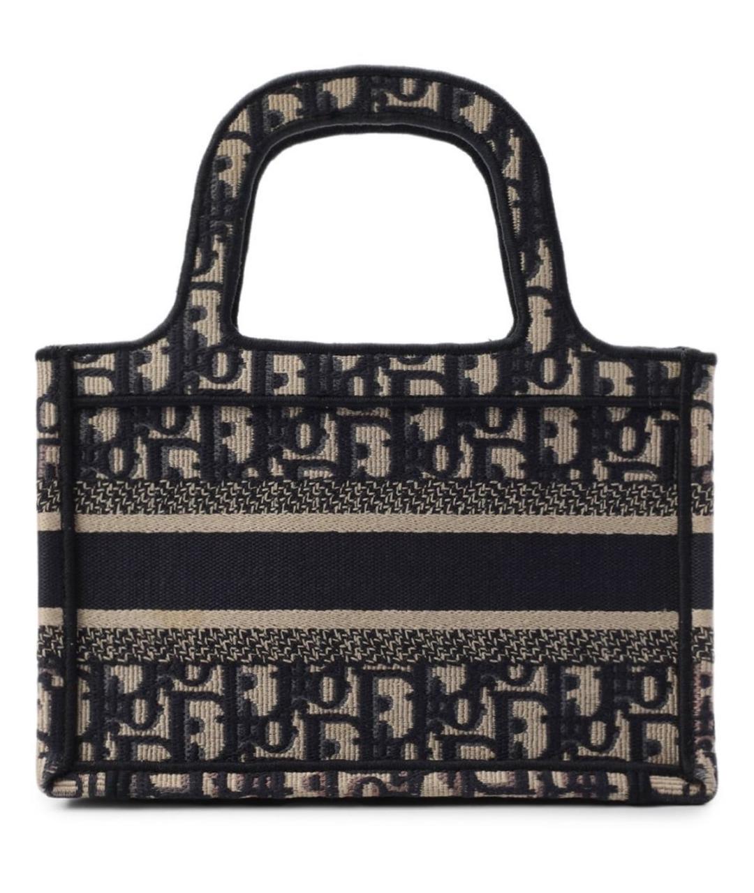 CHRISTIAN DIOR Темно-синяя жаккардовая сумка с короткими ручками, фото 3