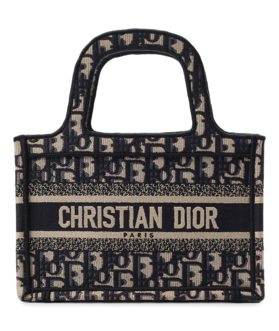 CHRISTIAN DIOR Темно-синяя жаккардовая сумка с короткими ручками, фото 7