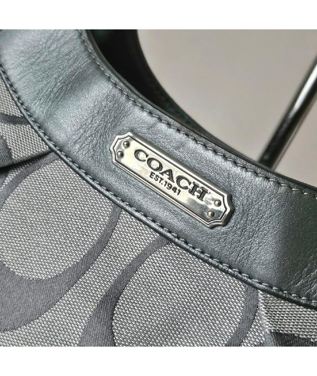COACH Серая тканевая сумка с короткими ручками, фото 2