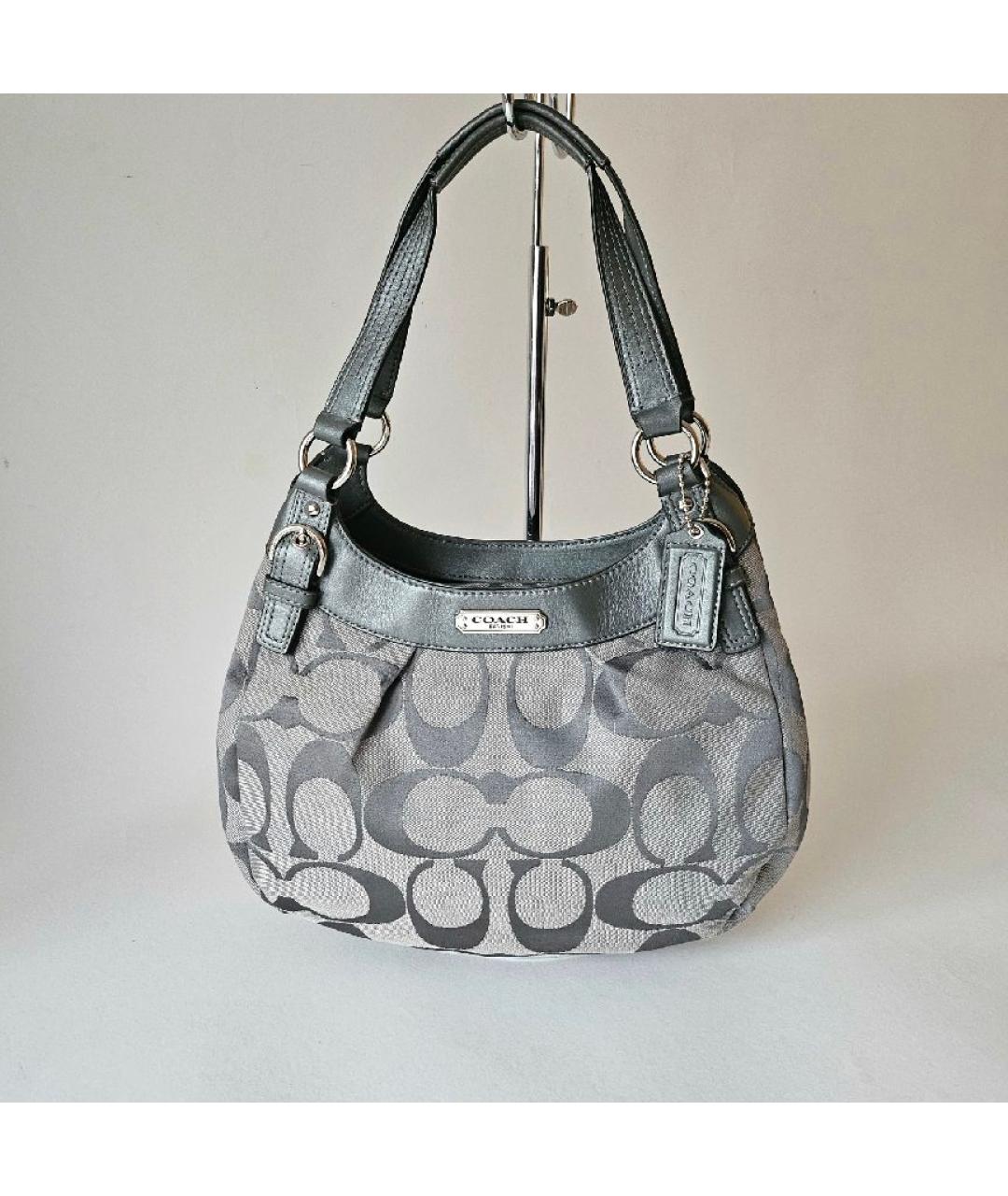 COACH Серая тканевая сумка с короткими ручками, фото 6