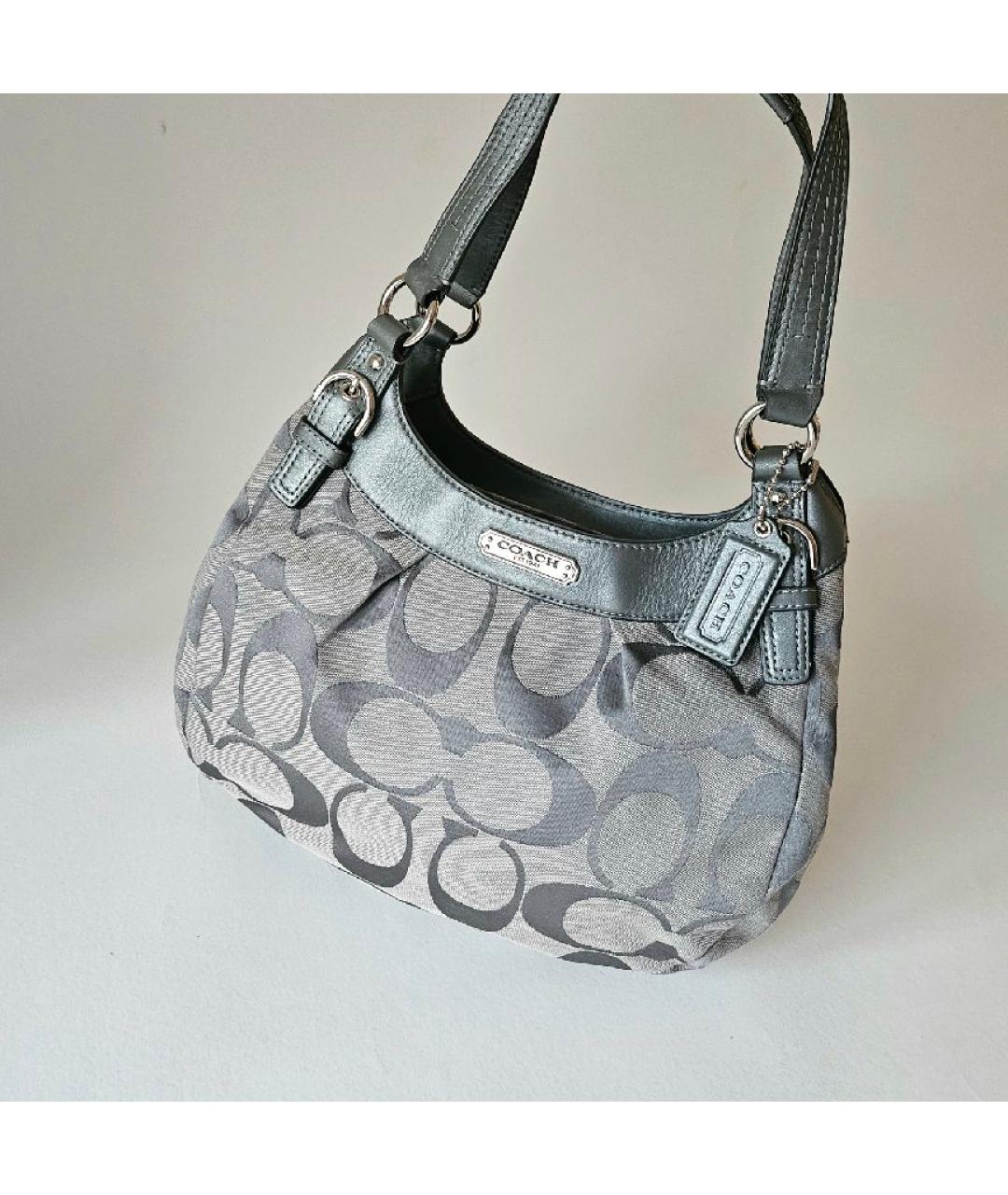COACH Серая тканевая сумка с короткими ручками, фото 3