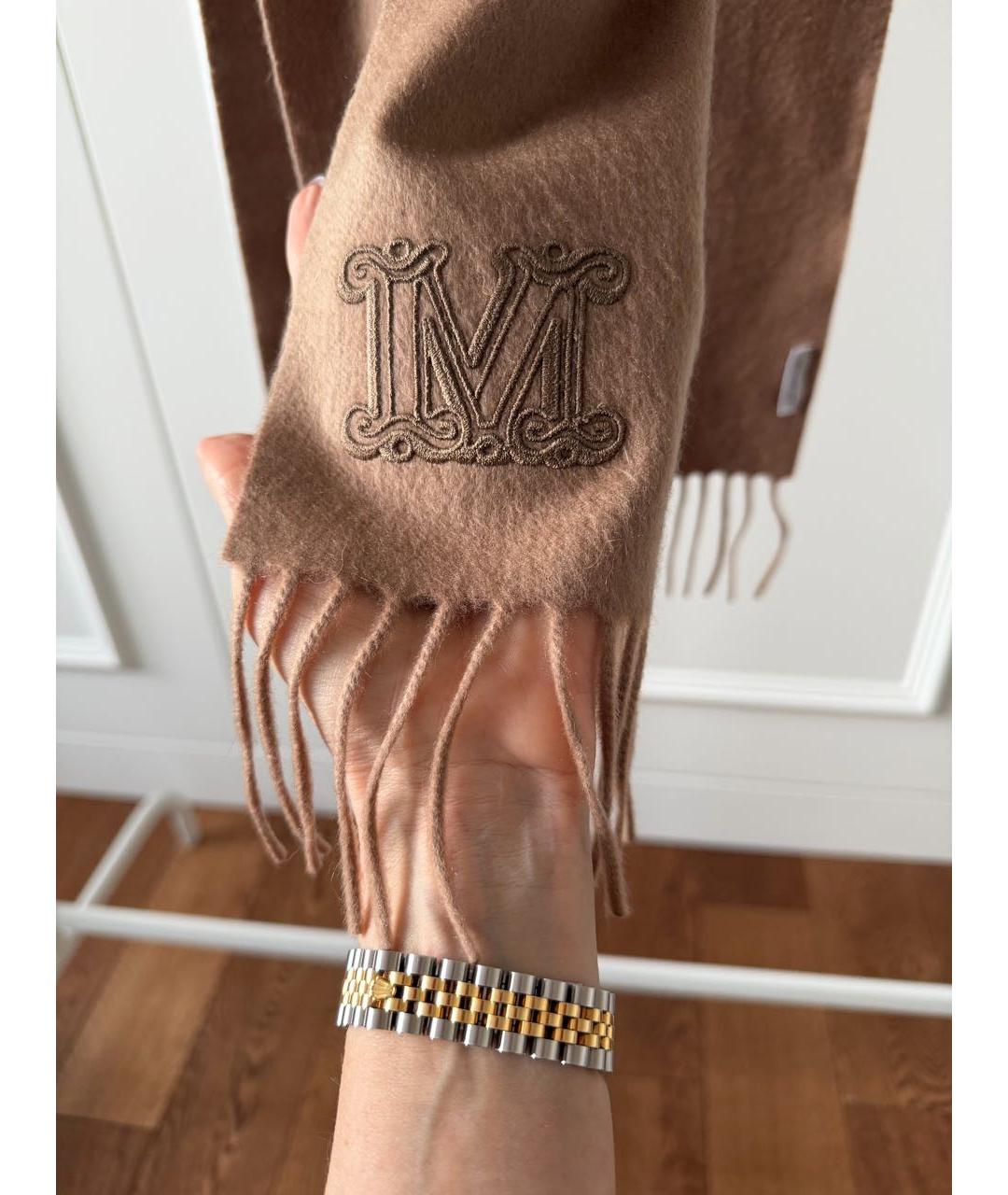 MAX MARA Коричневый кашемировый шарф, фото 7