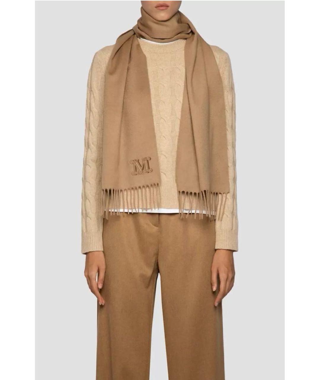 MAX MARA Коричневый кашемировый шарф, фото 4