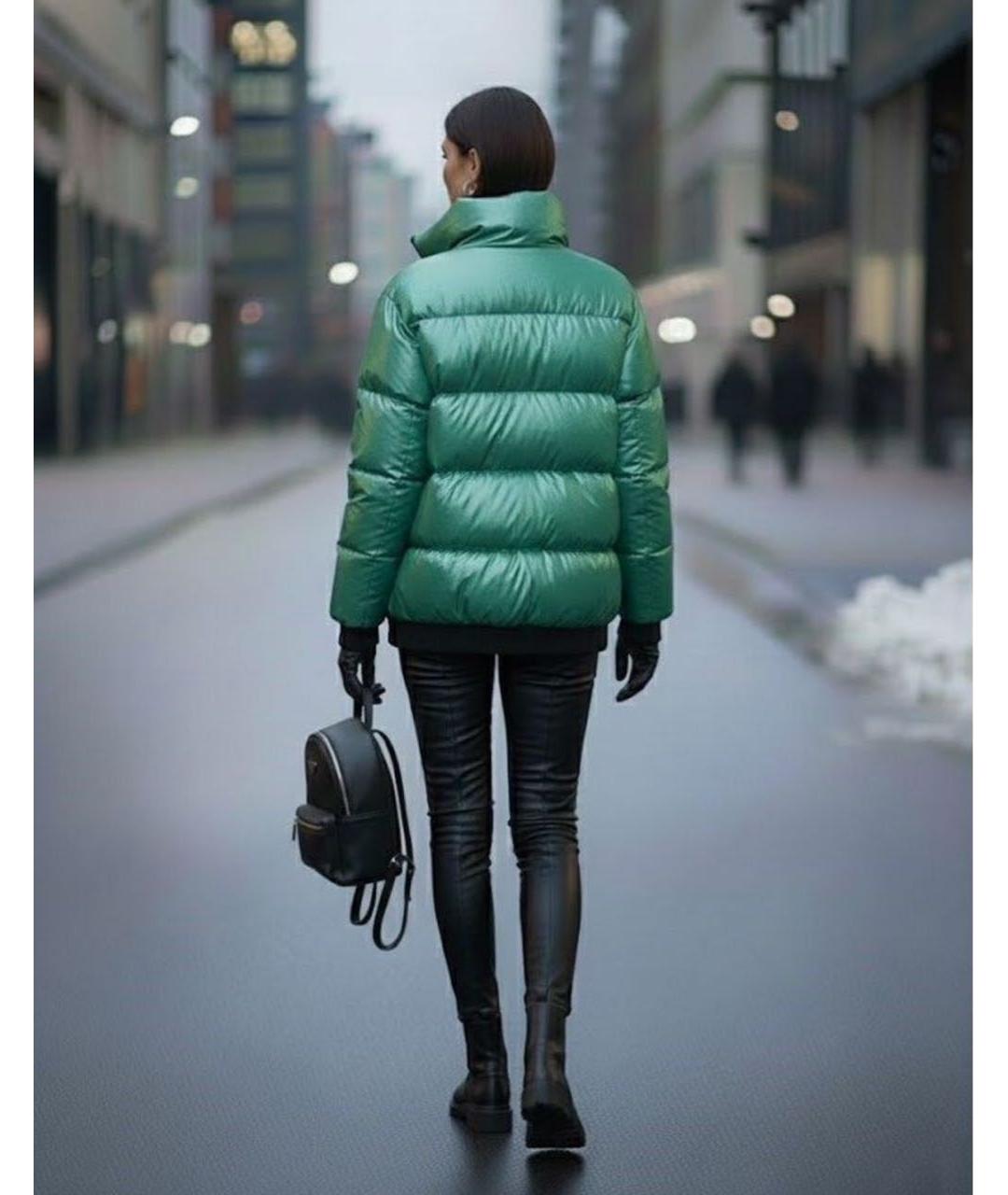 LOVE MOSCHINO Зеленый полиамидовый пуховик, фото 7