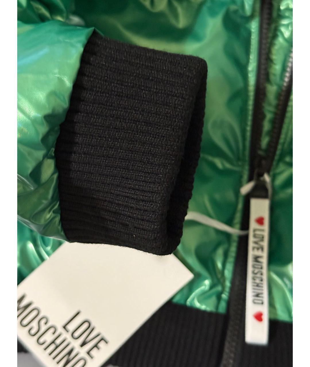 LOVE MOSCHINO Зеленый полиамидовый пуховик, фото 6