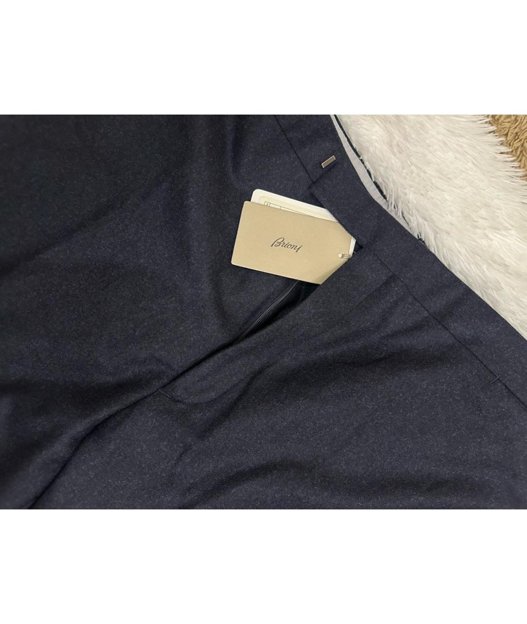 BRIONI Темно-синие шерстяные классические брюки, фото 4