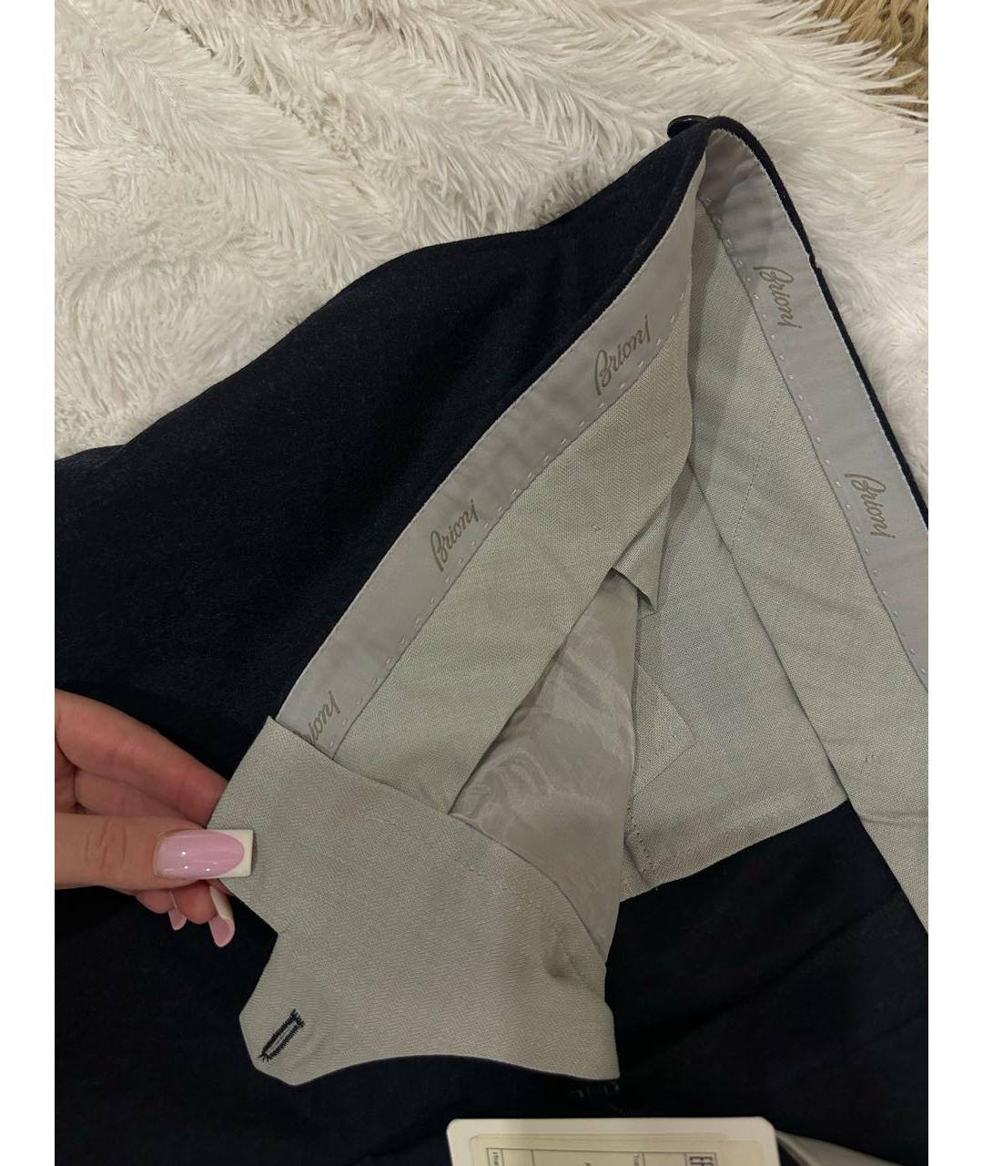 BRIONI Темно-синие шерстяные классические брюки, фото 3