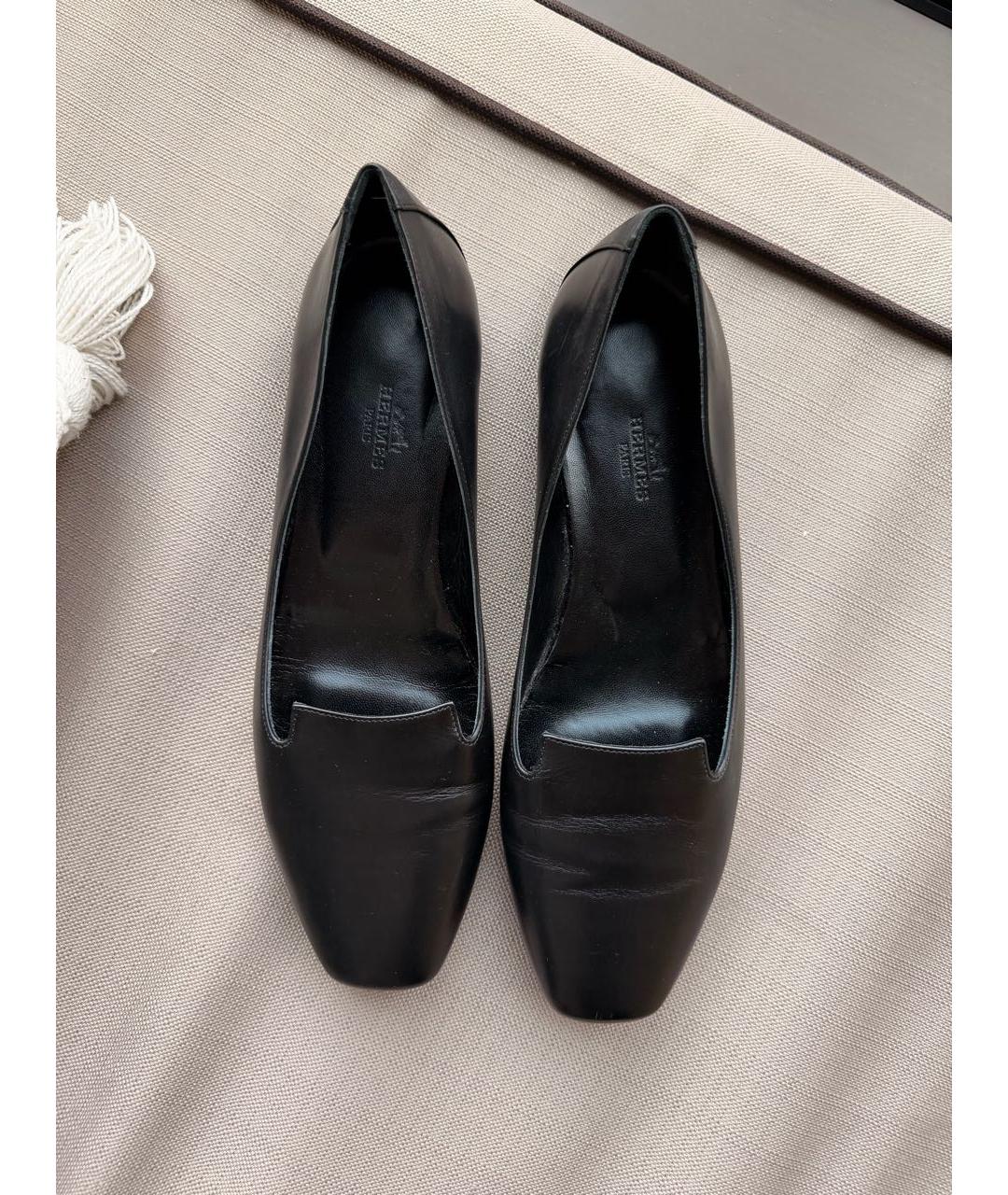 HERMES Черные кожаные лоферы, фото 2