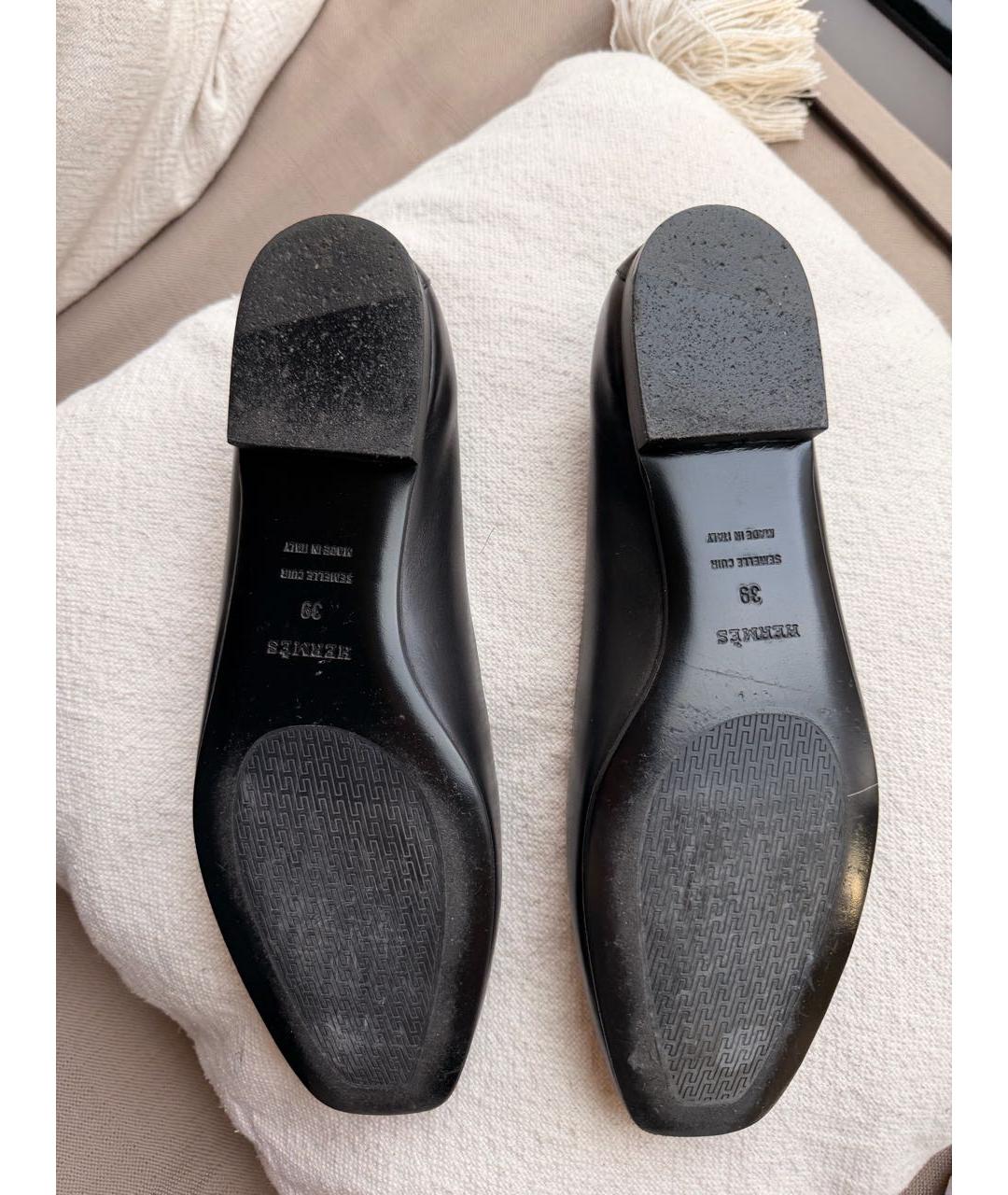 HERMES Черные кожаные лоферы, фото 3
