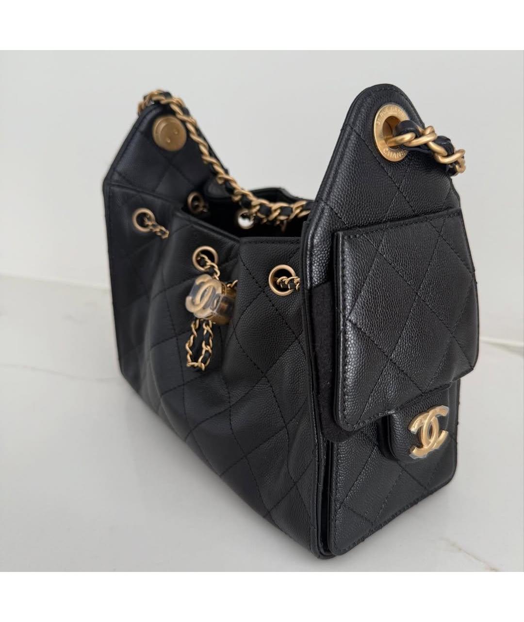 CHANEL Черная кожаная сумка через плечо, фото 2