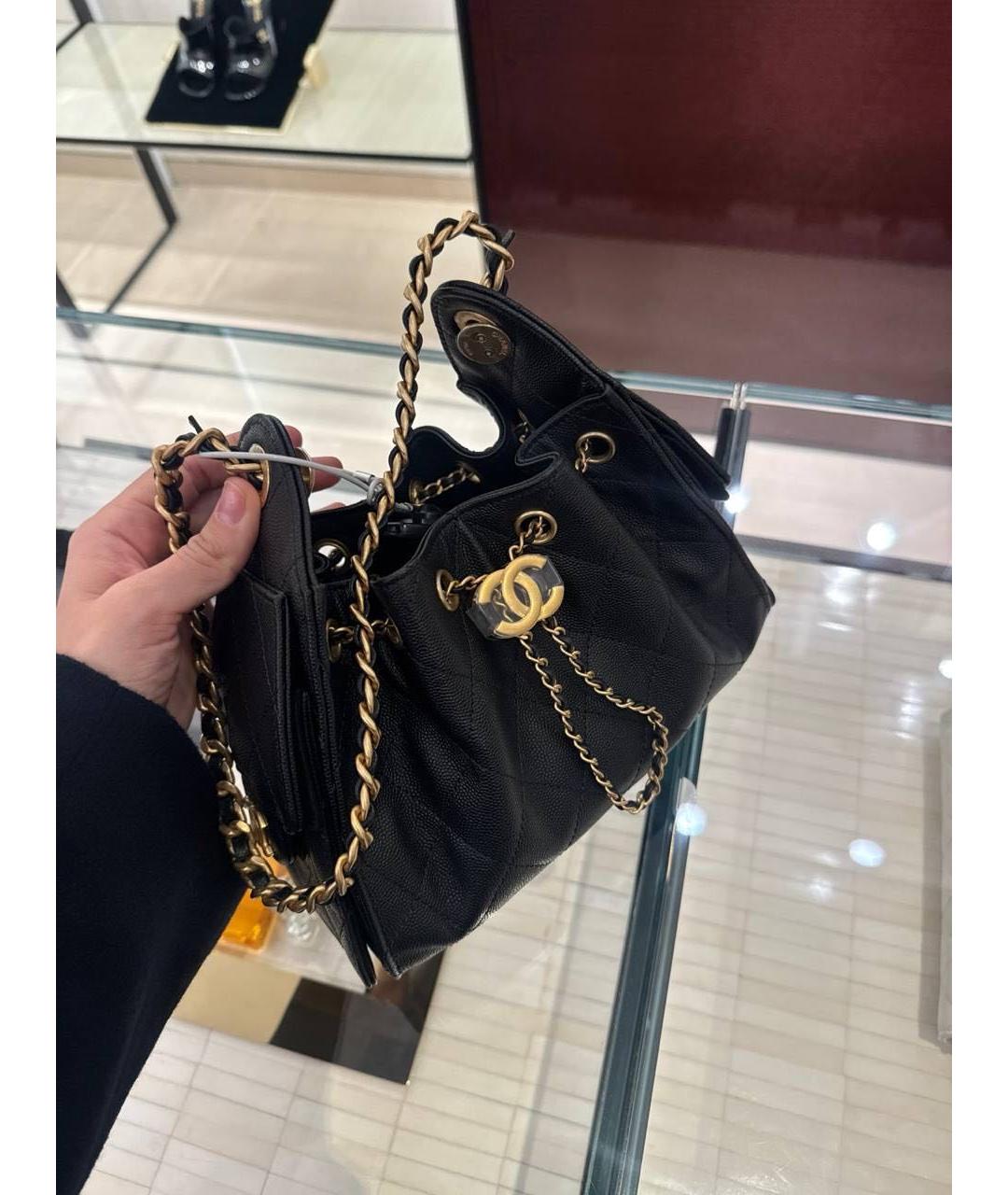 CHANEL Черная кожаная сумка через плечо, фото 7