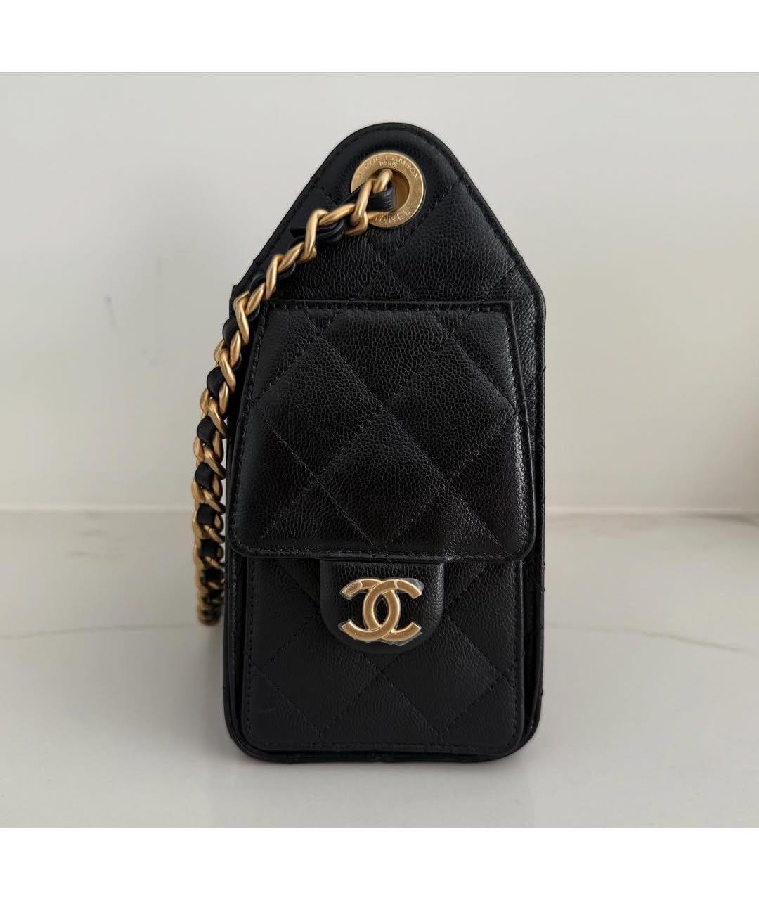 CHANEL Черная кожаная сумка через плечо, фото 6