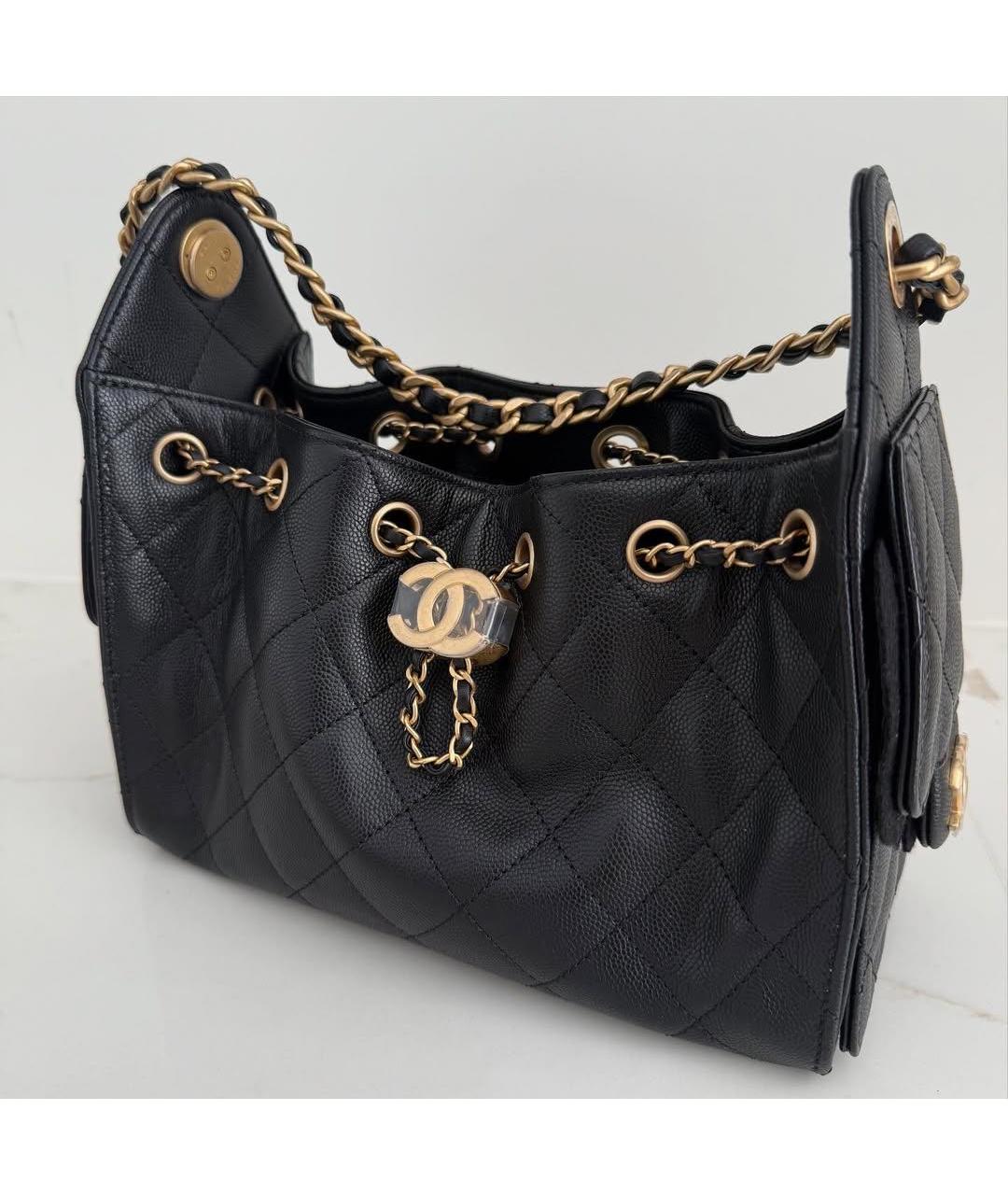 CHANEL Черная кожаная сумка через плечо, фото 4
