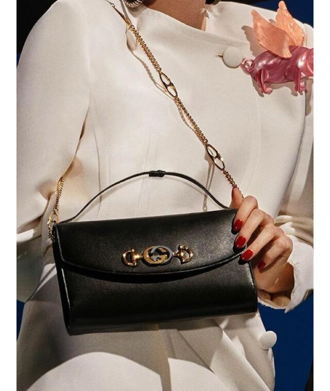 GUCCI Черная кожаная сумка через плечо, фото 3