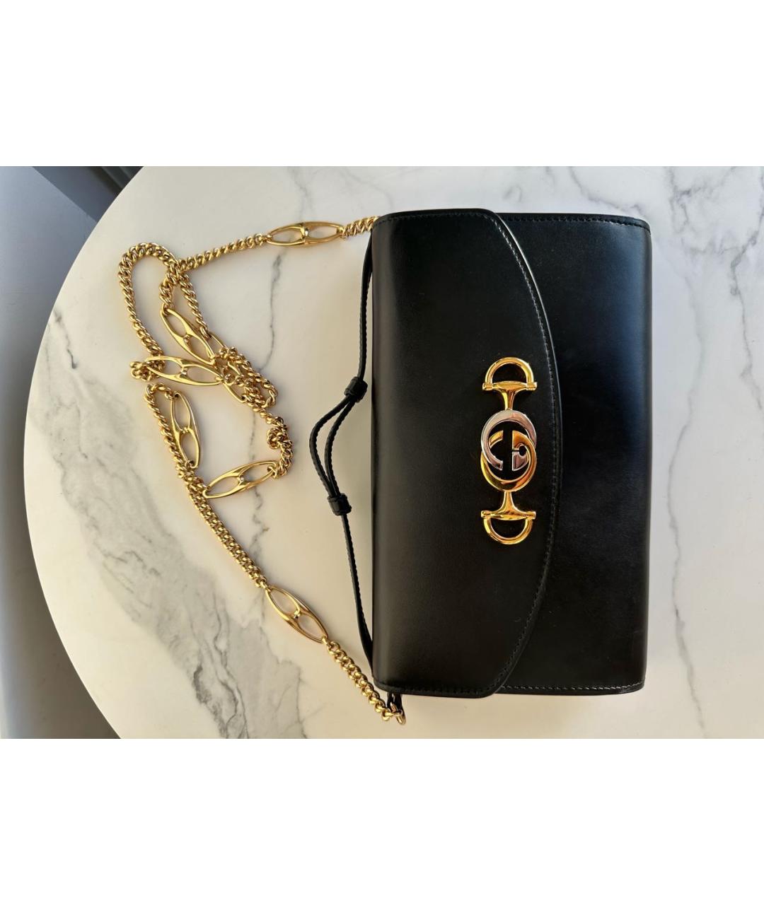 GUCCI Черная кожаная сумка через плечо, фото 5